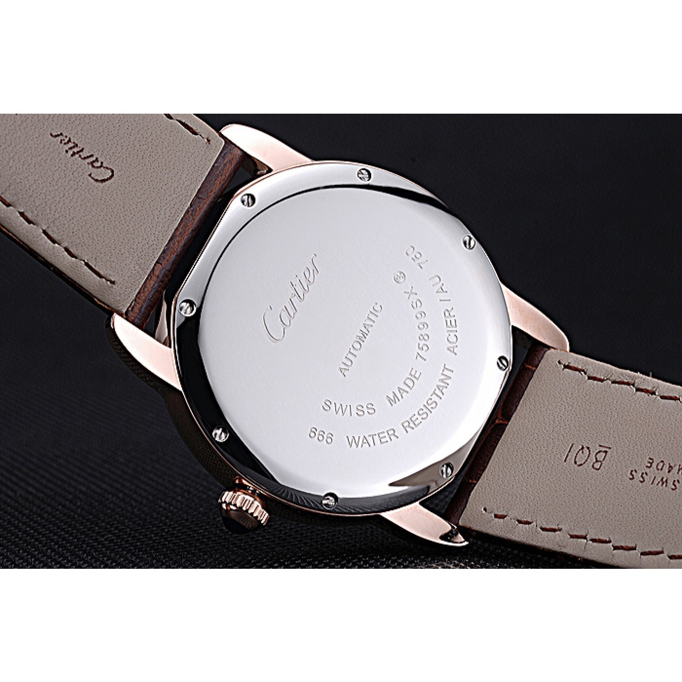 MiroTime Swiss Cartier Ronde Solo Gold Case White Dial Roman Numerals 622201