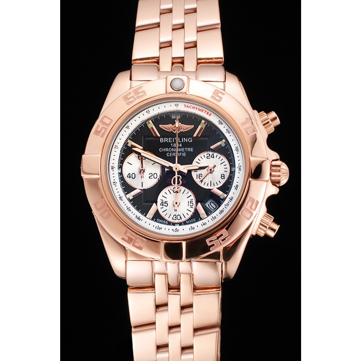MiroTime Breitling Chronomat Quartz Dark Blue Dial Rose Gold Case And Bracelet