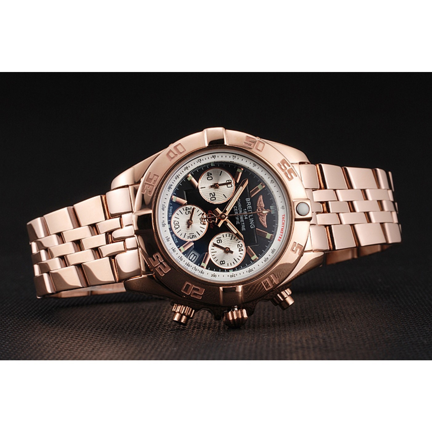 MiroTime Breitling Chronomat Quartz Dark Blue Dial Rose Gold Case And Bracelet