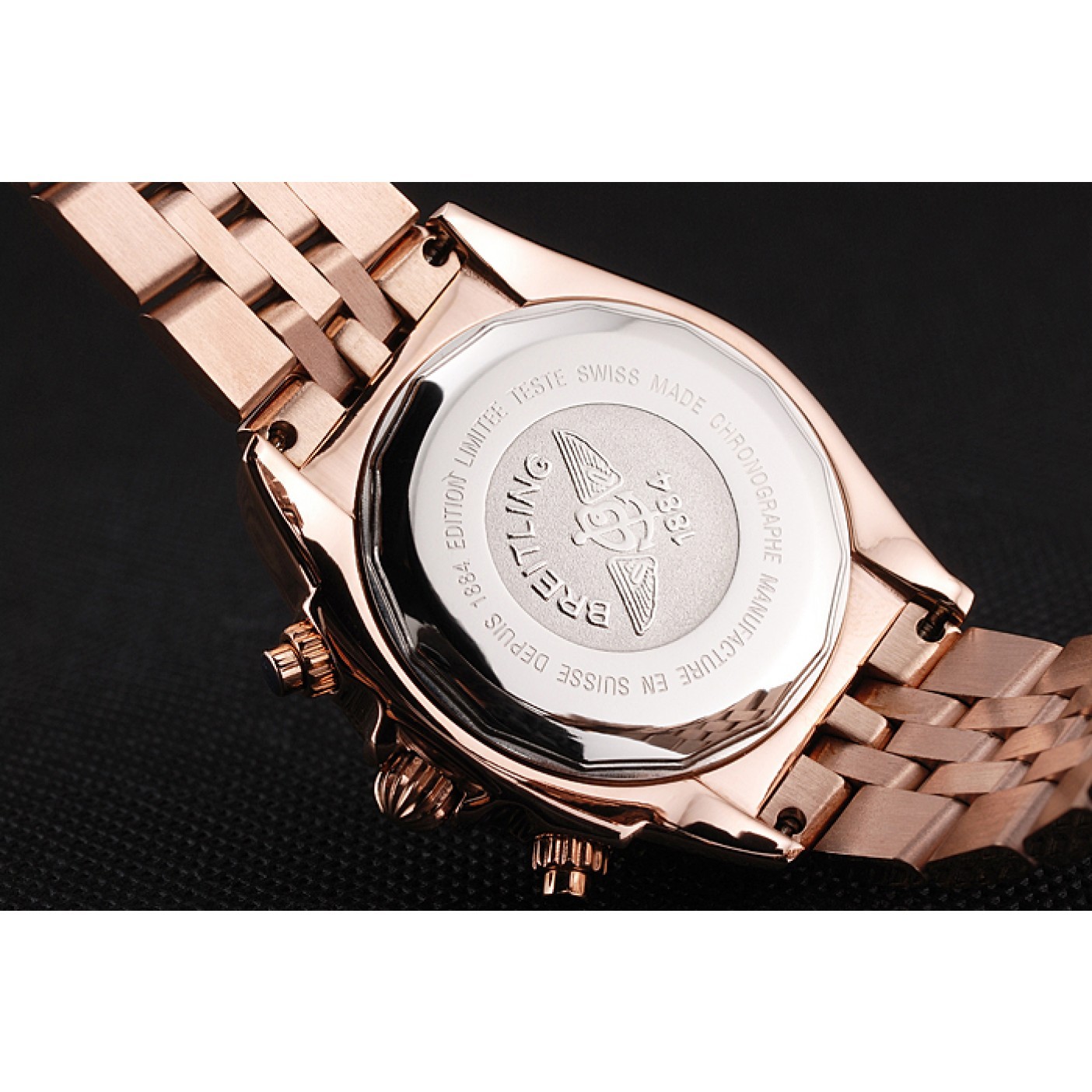MiroTime Breitling Chronomat Quartz Dark Blue Dial Rose Gold Case And Bracelet