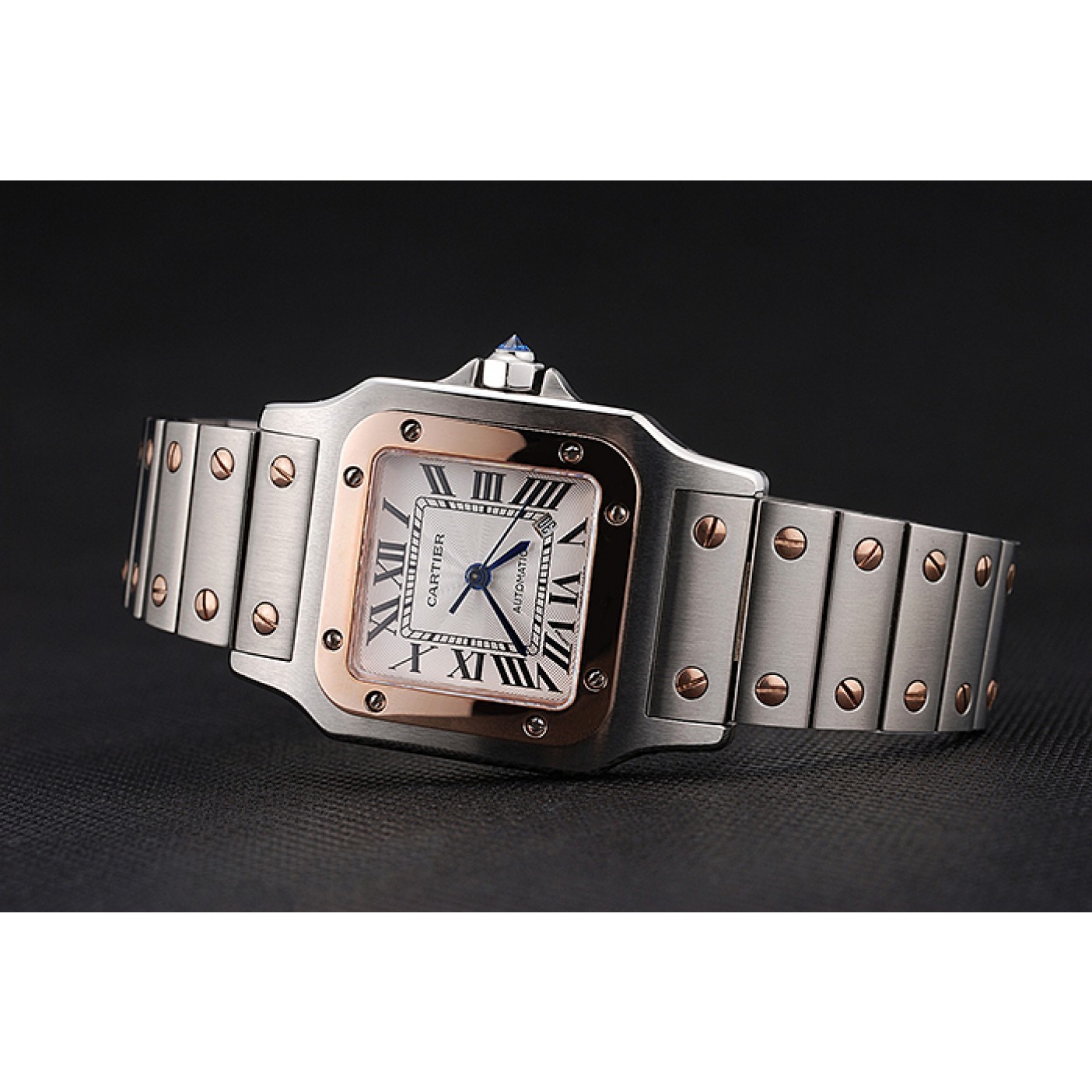 MiroTime Swiss Cartier Santos De Cartier Galbee Rose Gold and Steel Case Steel Bracelet Small 622645