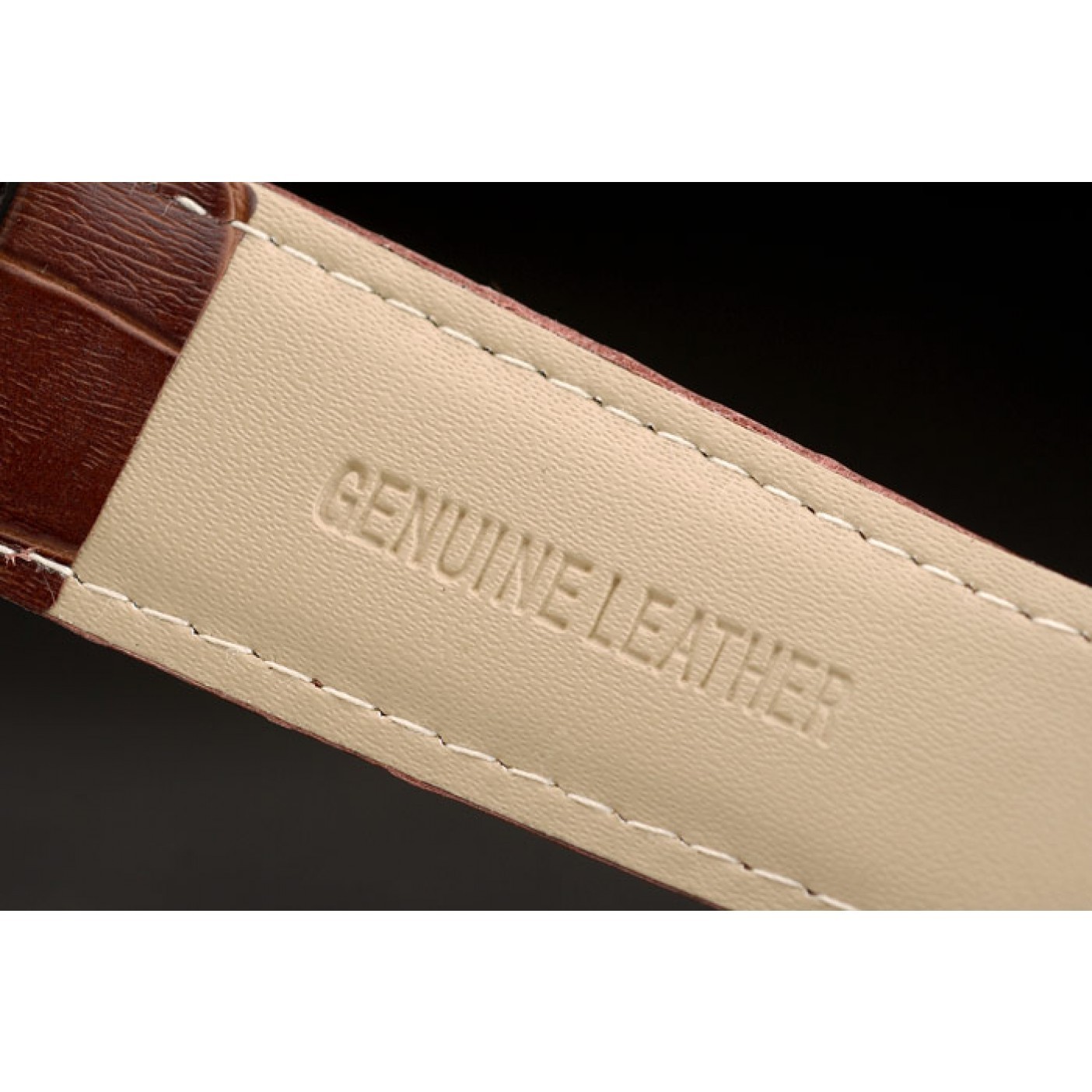MiroTime Cartier Calibre White Dial Diamonds Two Tone Case Brown Leather Bracelet