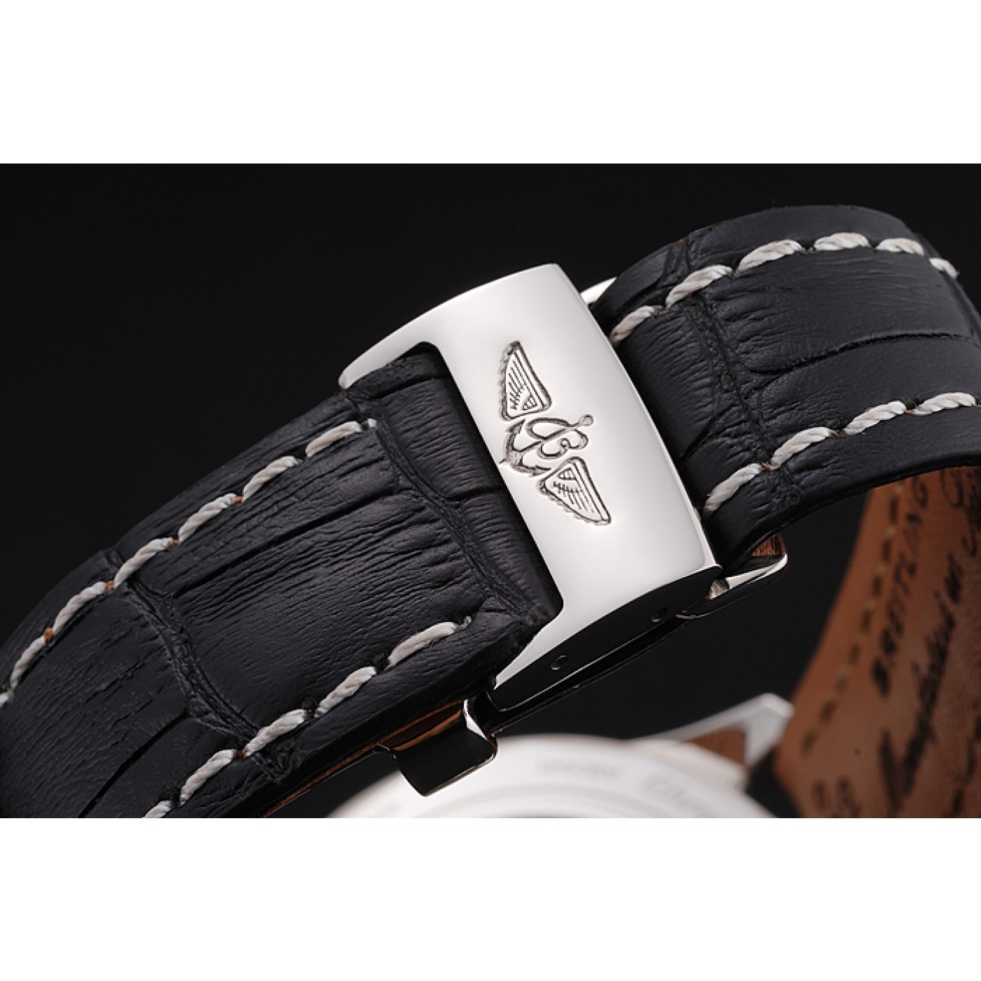 MiroTime Swiss Breitling Navitimer Black Dial Stainless Stell Case Black Leather Strap