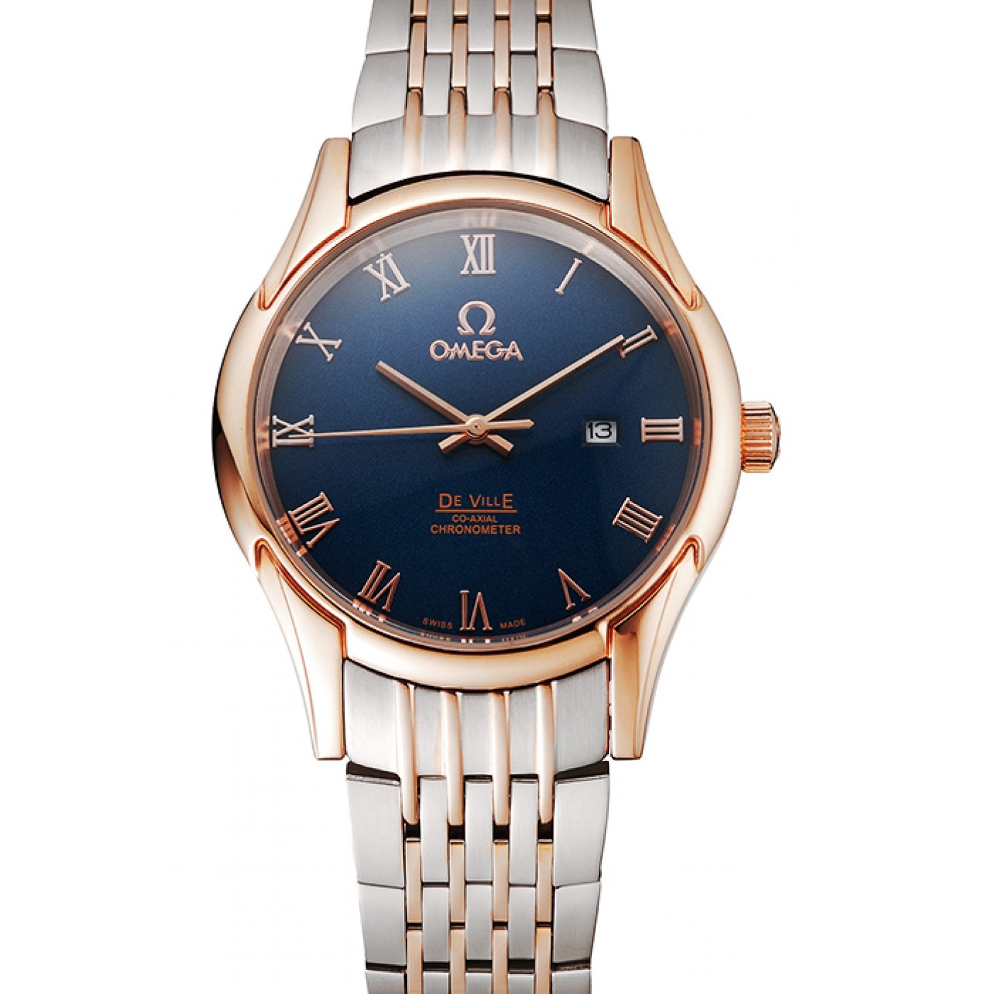 MiroTime Omega De Ville Blue Dial Rose Gold Case Two Tone Bracelet 1453783