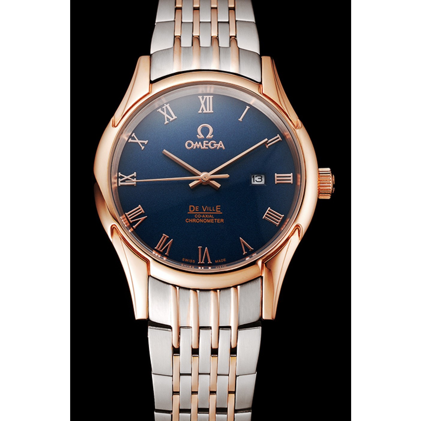 MiroTime Omega De Ville Blue Dial Rose Gold Case Two Tone Bracelet 1453783