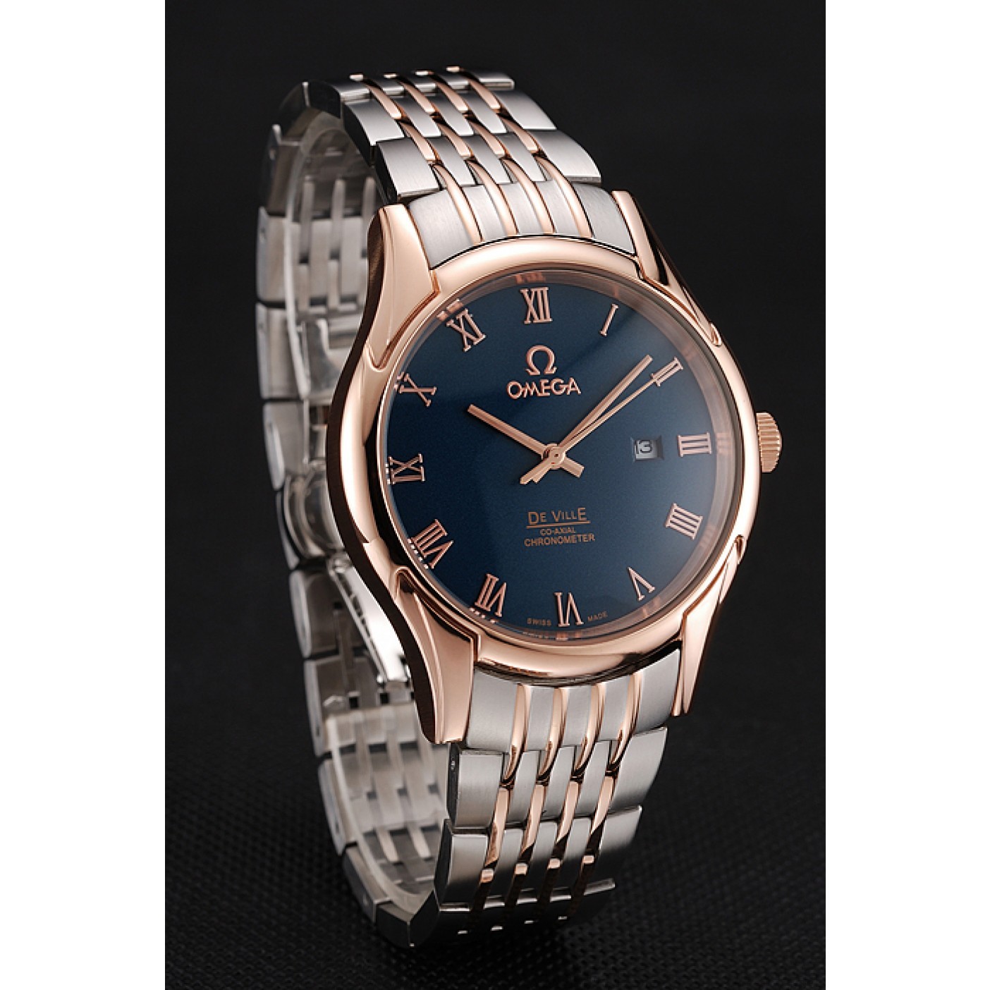 MiroTime Omega De Ville Blue Dial Rose Gold Case Two Tone Bracelet 1453783
