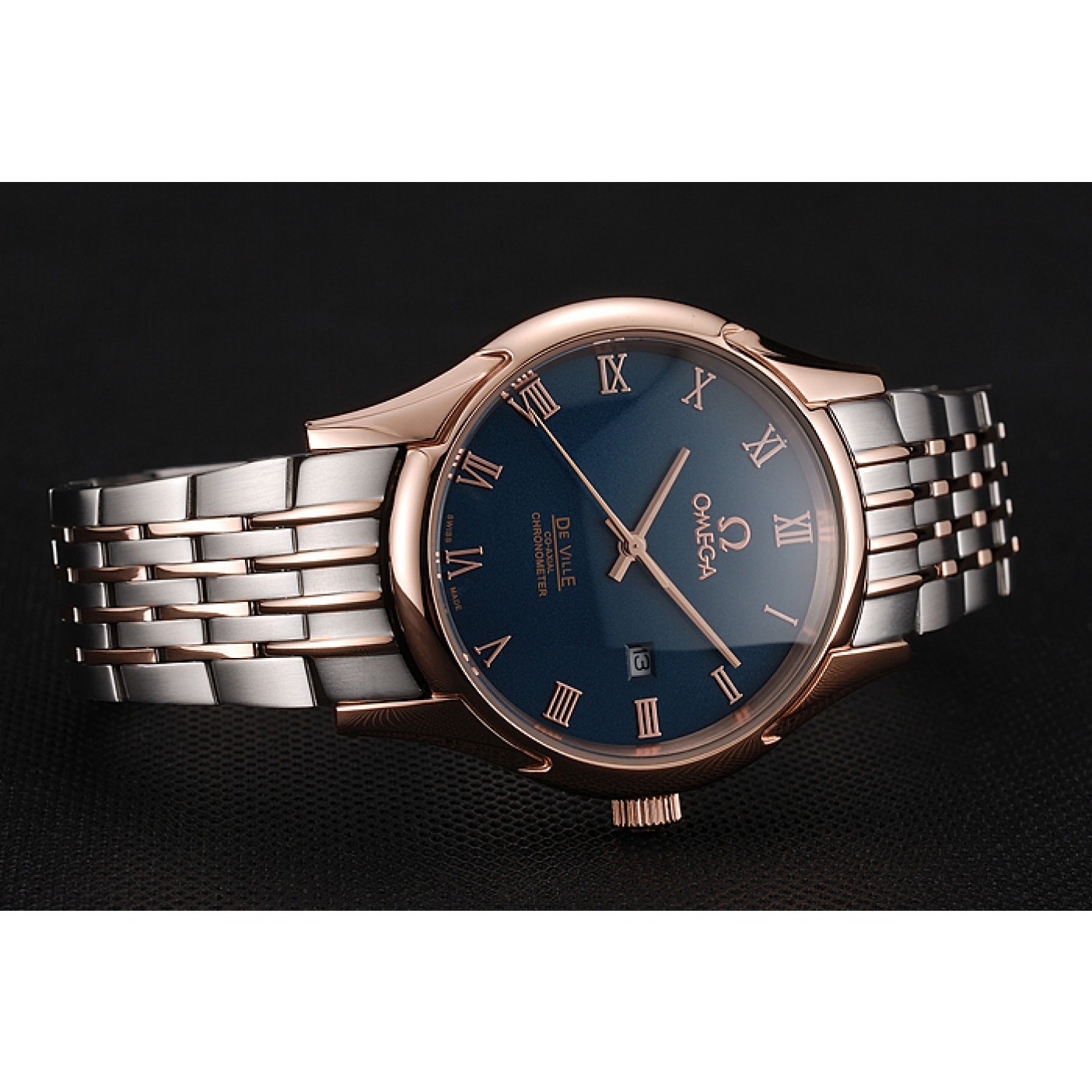 MiroTime Omega De Ville Blue Dial Rose Gold Case Two Tone Bracelet 1453783