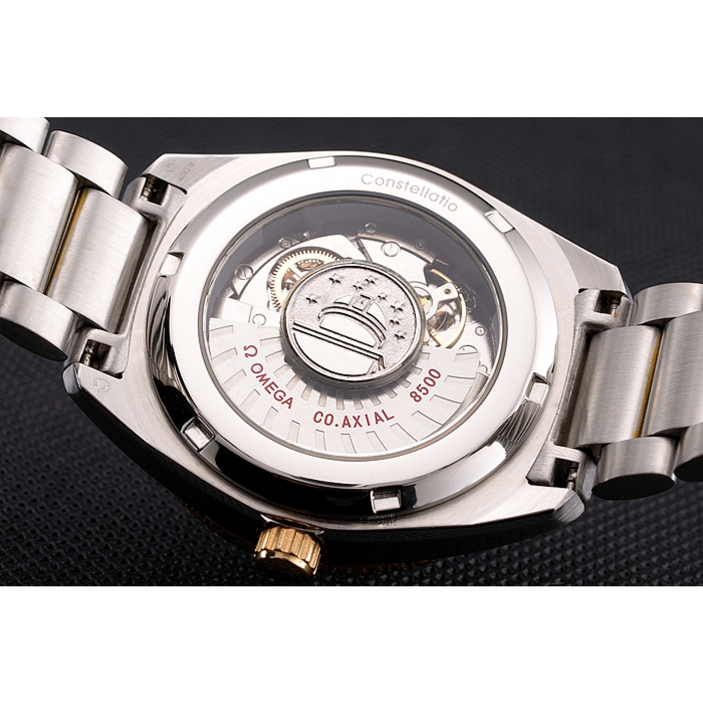 MiroTime Omega Globemaster Black Dial Stainless Steel Case Gold Bezel Two Tone Bracelet