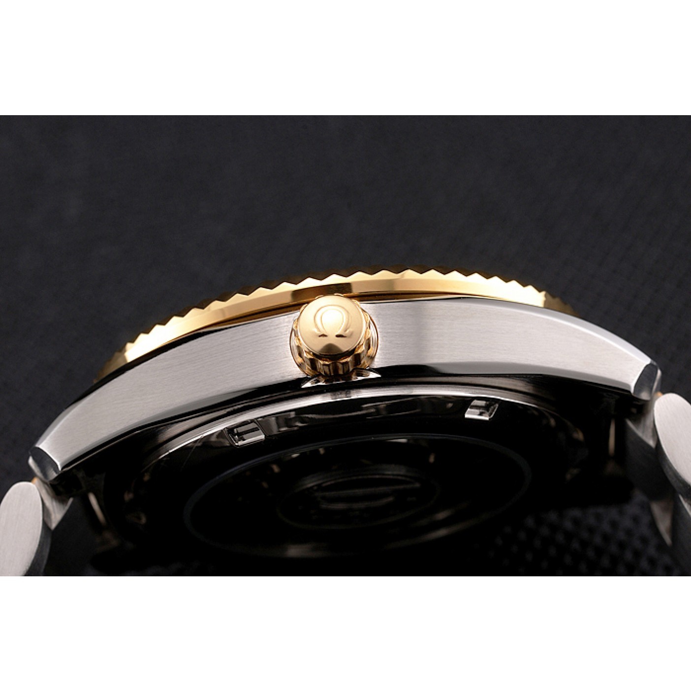 MiroTime Omega Globemaster Black Dial Stainless Steel Case Gold Bezel Two Tone Bracelet