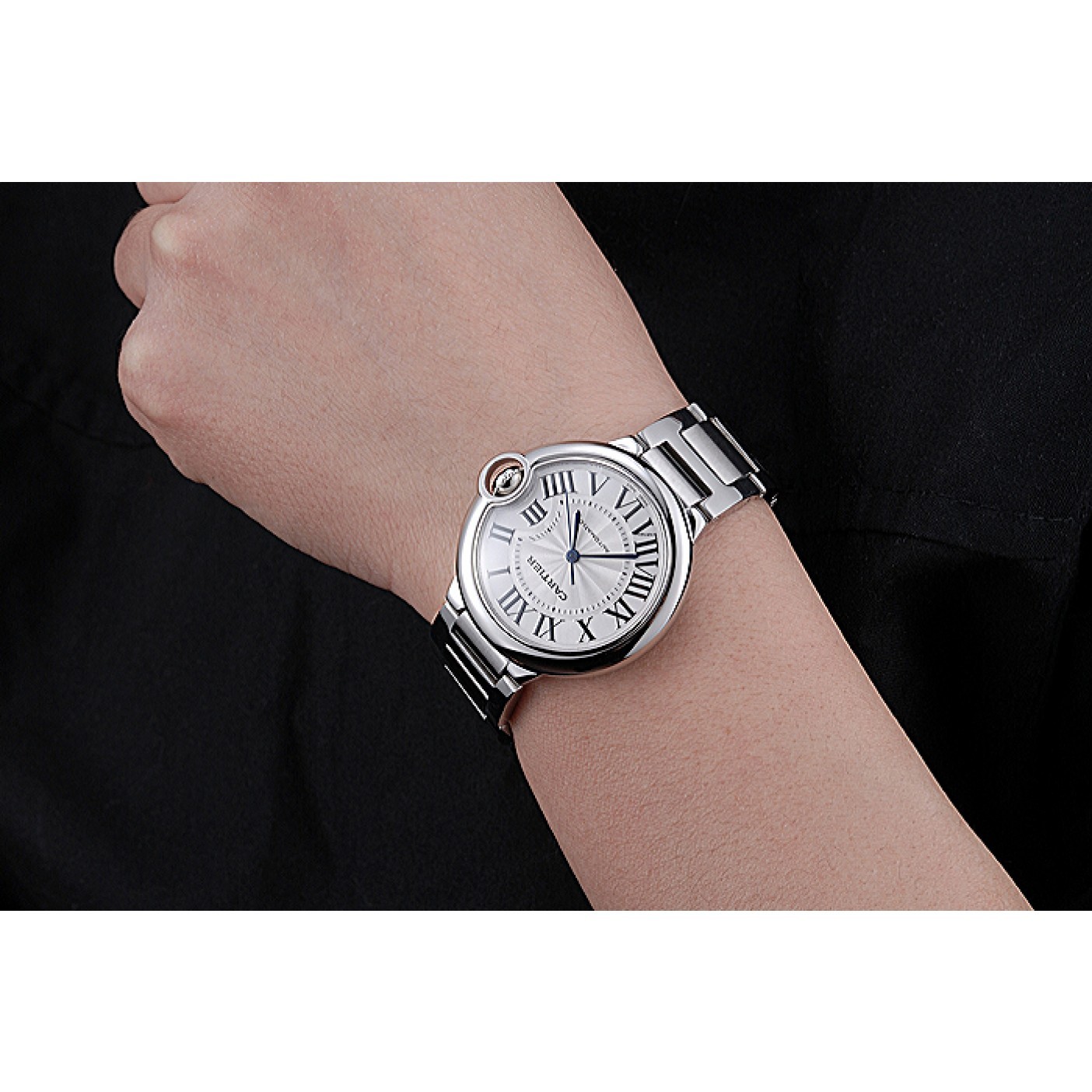 MiroTime Swiss Cartier Ballon Bleu Silver Dial Stainless Steel Bracelet