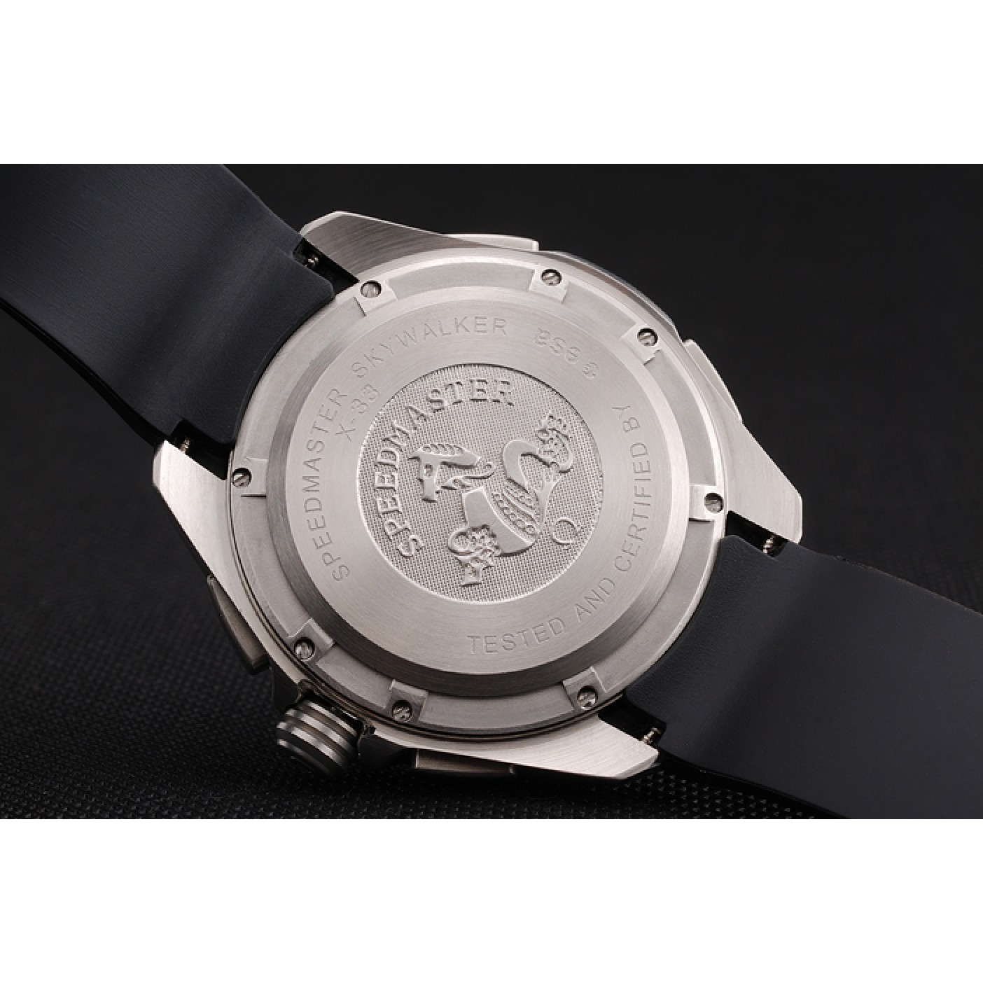 MiroTime Omega Speedmaster Skywalker X-33 Black Dial White On Black Bezel Stainless Steel Case Black Rubber Strap