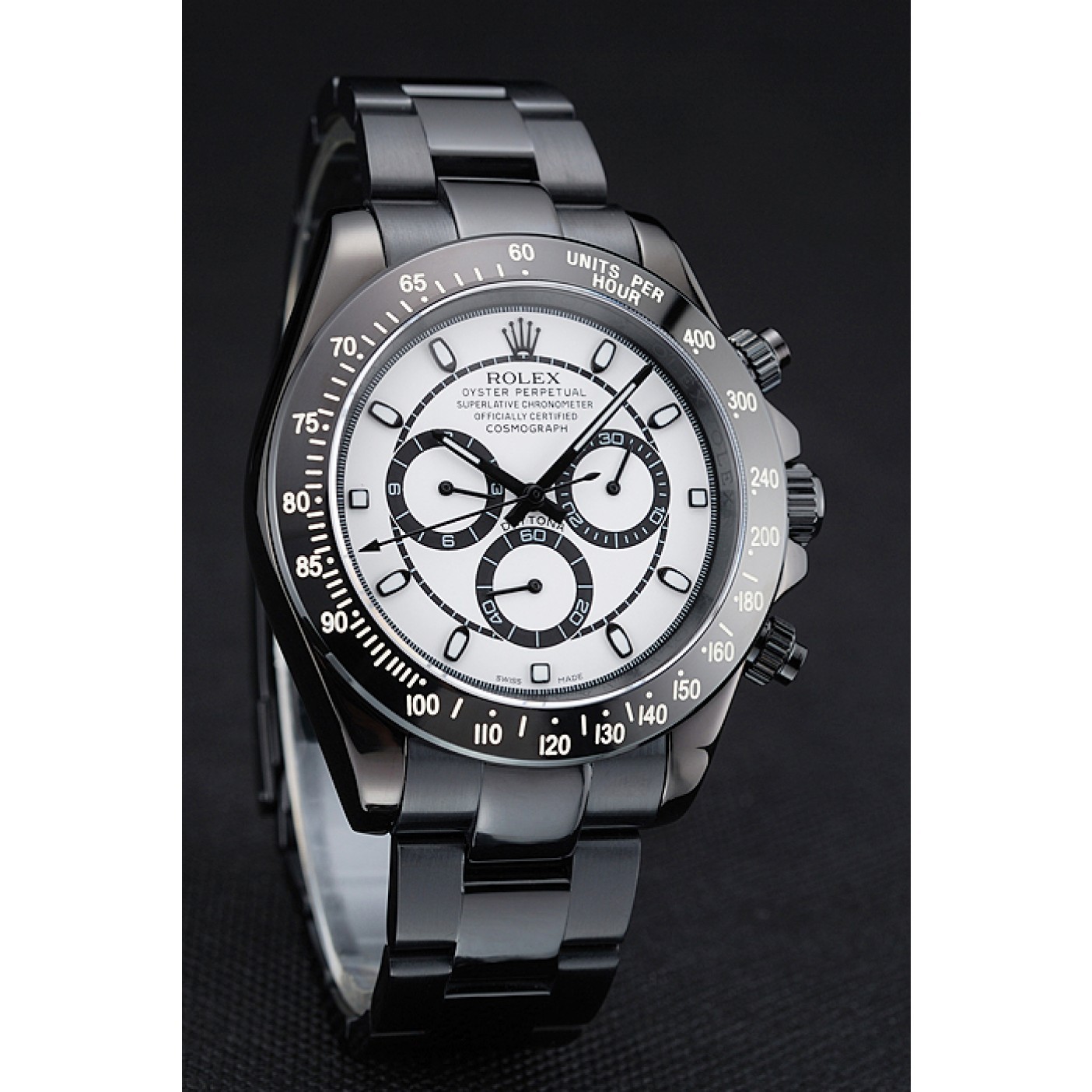 MiroTime Rolex Cosmograph Daytona White And Black Dial Black Stainless Steel Case And Bracelet 1454249