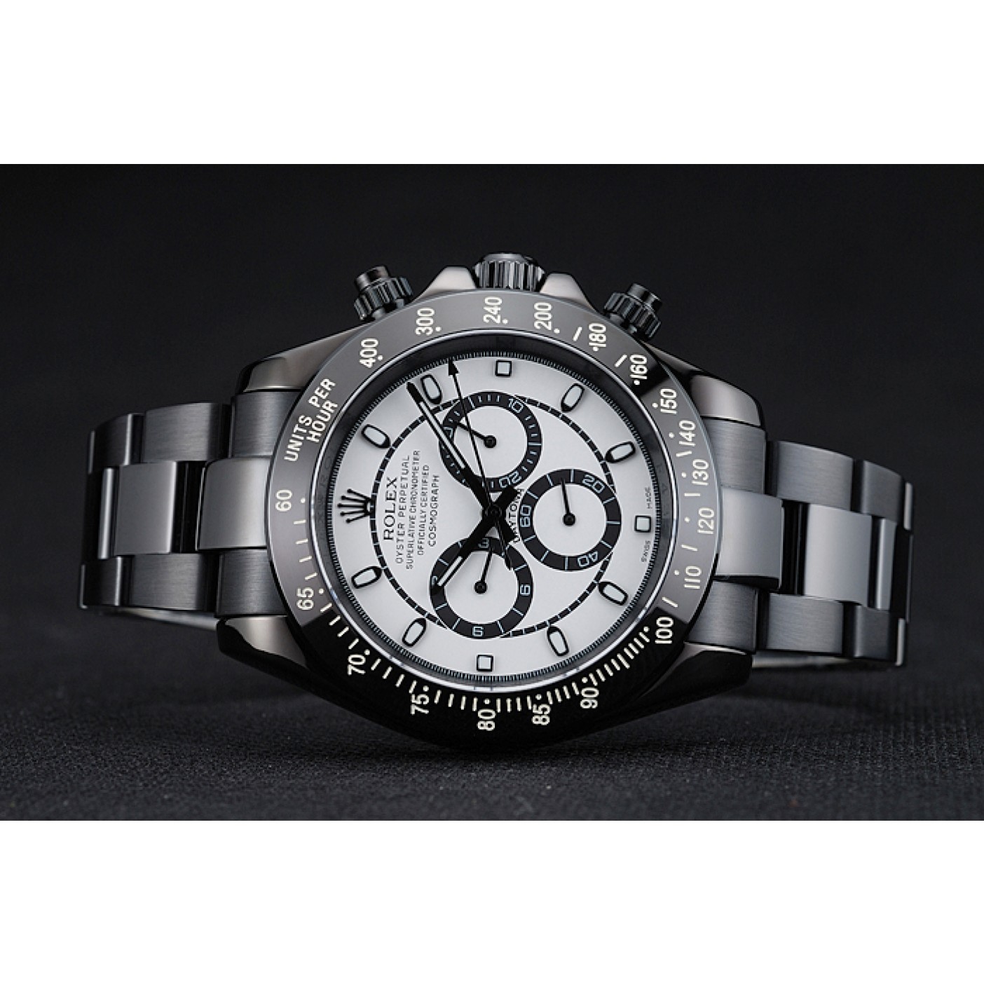 MiroTime Rolex Cosmograph Daytona White And Black Dial Black Stainless Steel Case And Bracelet 1454249