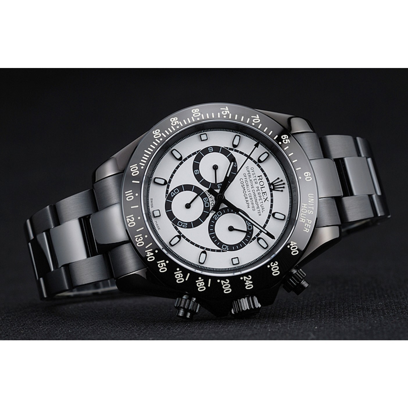MiroTime Rolex Cosmograph Daytona White And Black Dial Black Stainless Steel Case And Bracelet 1454249