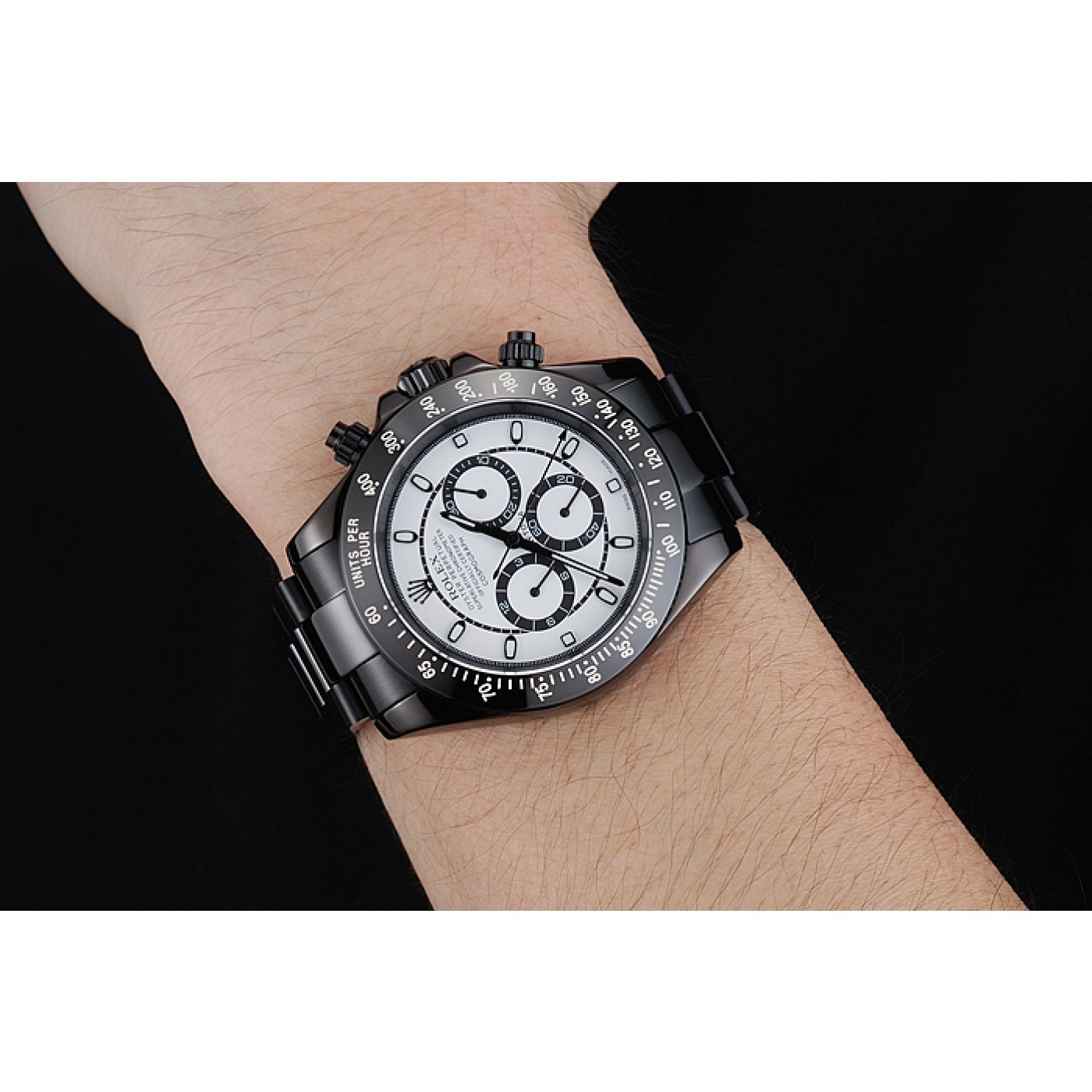 MiroTime Rolex Cosmograph Daytona White And Black Dial Black Stainless Steel Case And Bracelet 1454249