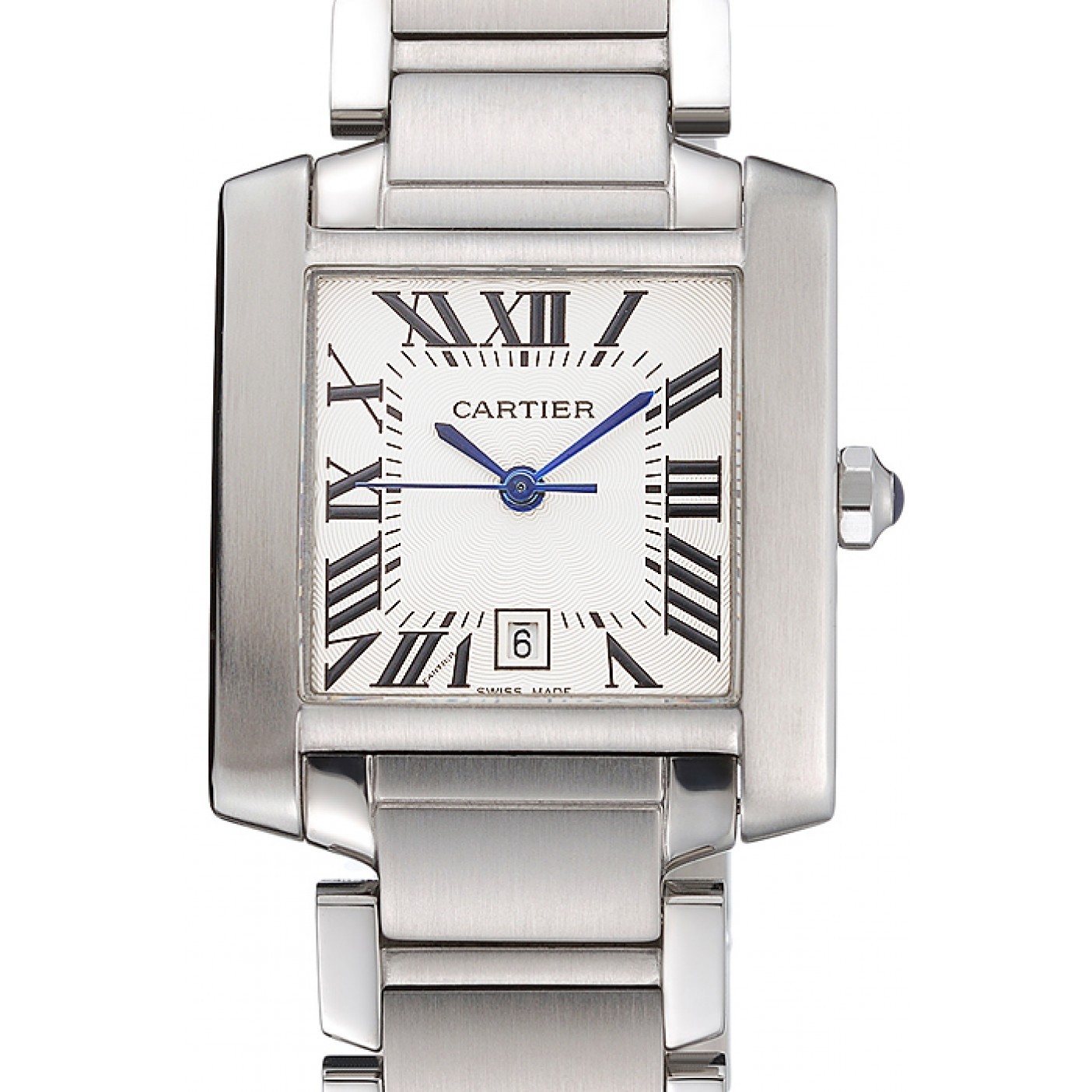 MiroTime Swiss Cartier Tank Francaise Steel Case White Dial Roman Numerals Stainless Steel Bracelet 622649