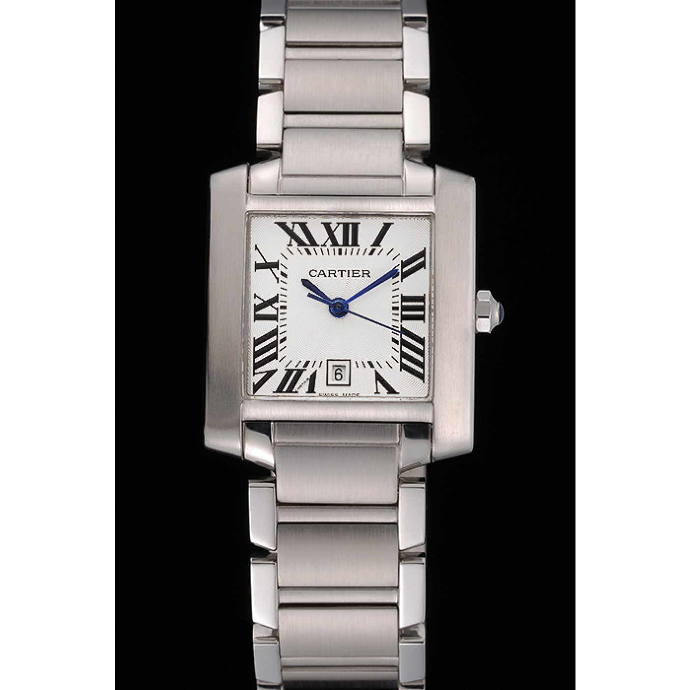 MiroTime Swiss Cartier Tank Francaise Steel Case White Dial Roman Numerals Stainless Steel Bracelet 622649