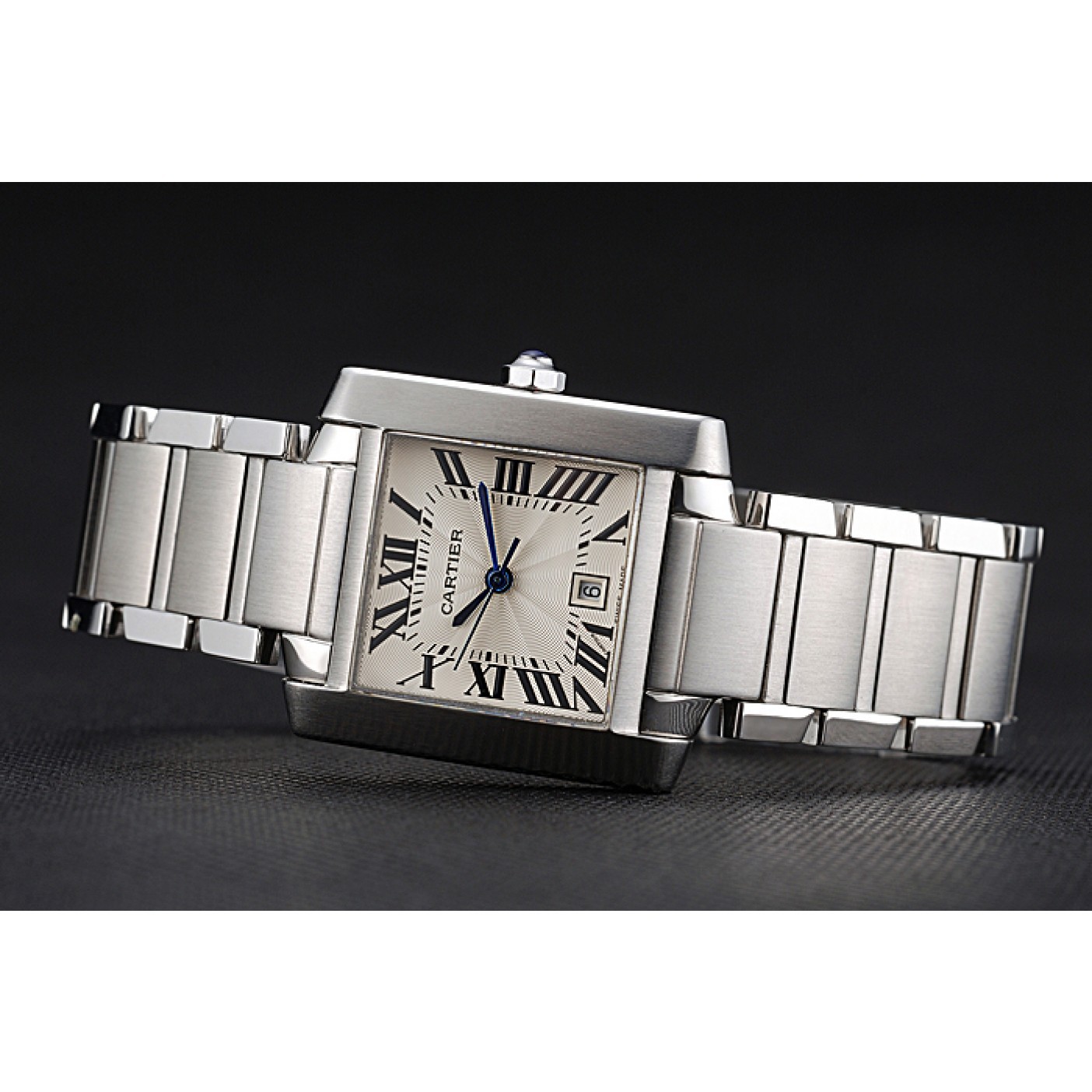 MiroTime Swiss Cartier Tank Francaise Steel Case White Dial Roman Numerals Stainless Steel Bracelet 622649
