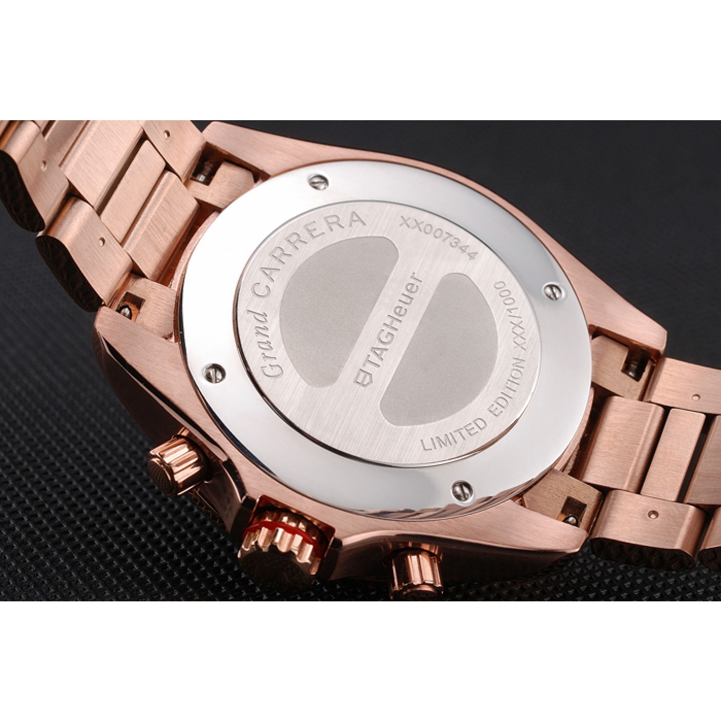 MiroTime Tag Heuer Grand Carrera Rose Gold Bracelet Black Dial 801438