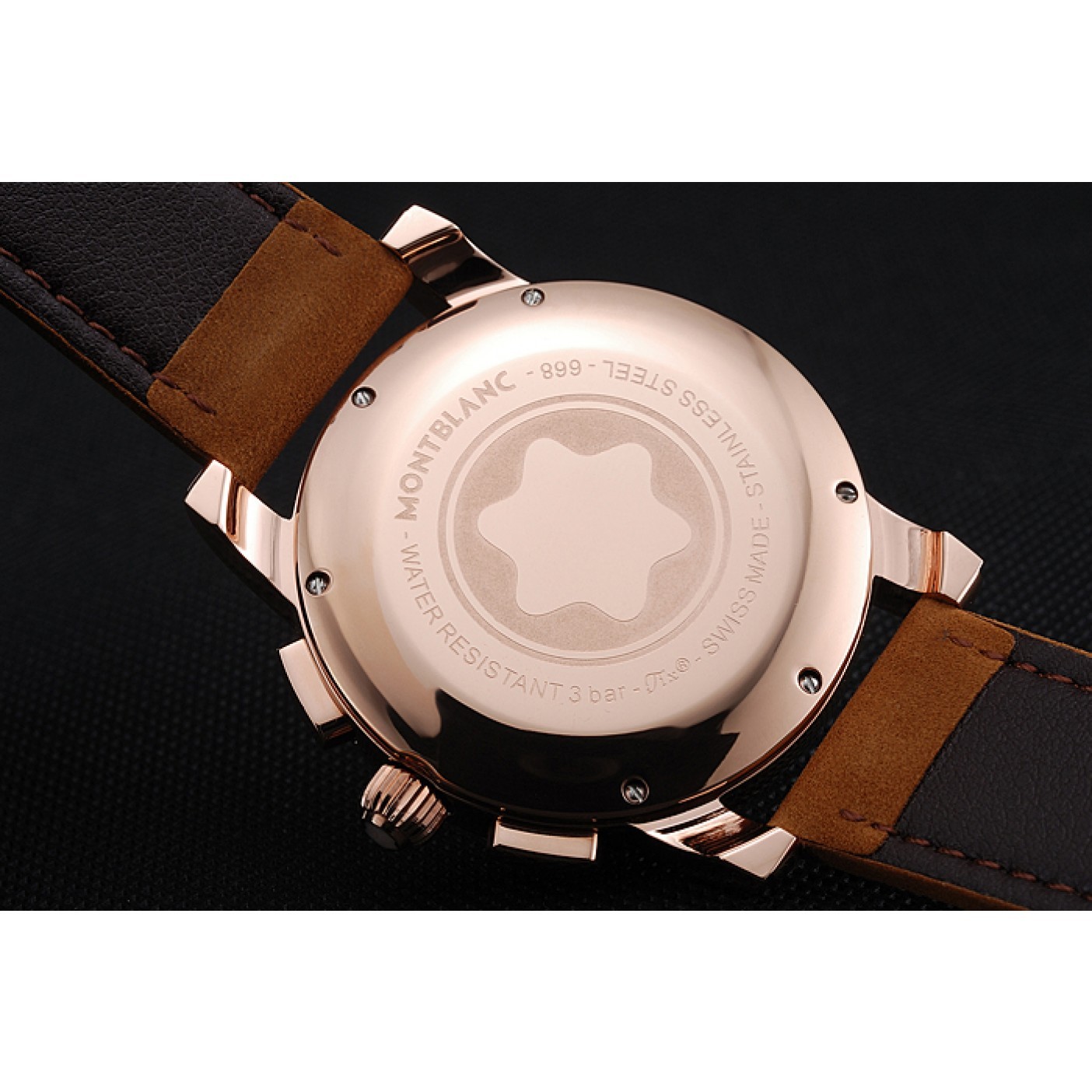 MiroTime Montblanc Twinfly Chronograph White Dial Brown Suede Leather Bracelet 1454116
