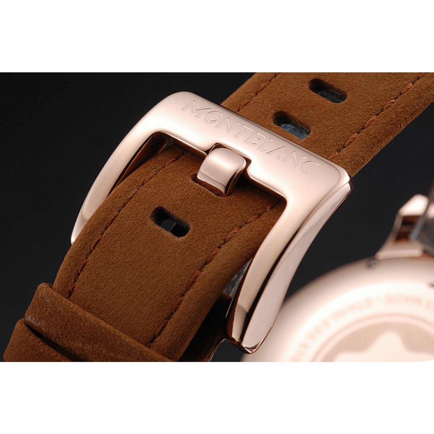 MiroTime Montblanc Twinfly Chronograph White Dial Brown Suede Leather Bracelet 1454116