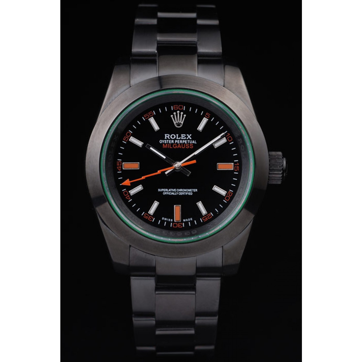 MiroTime Rolex Milgauss Pro-Hunter Tinted Green Saphire Black Dial