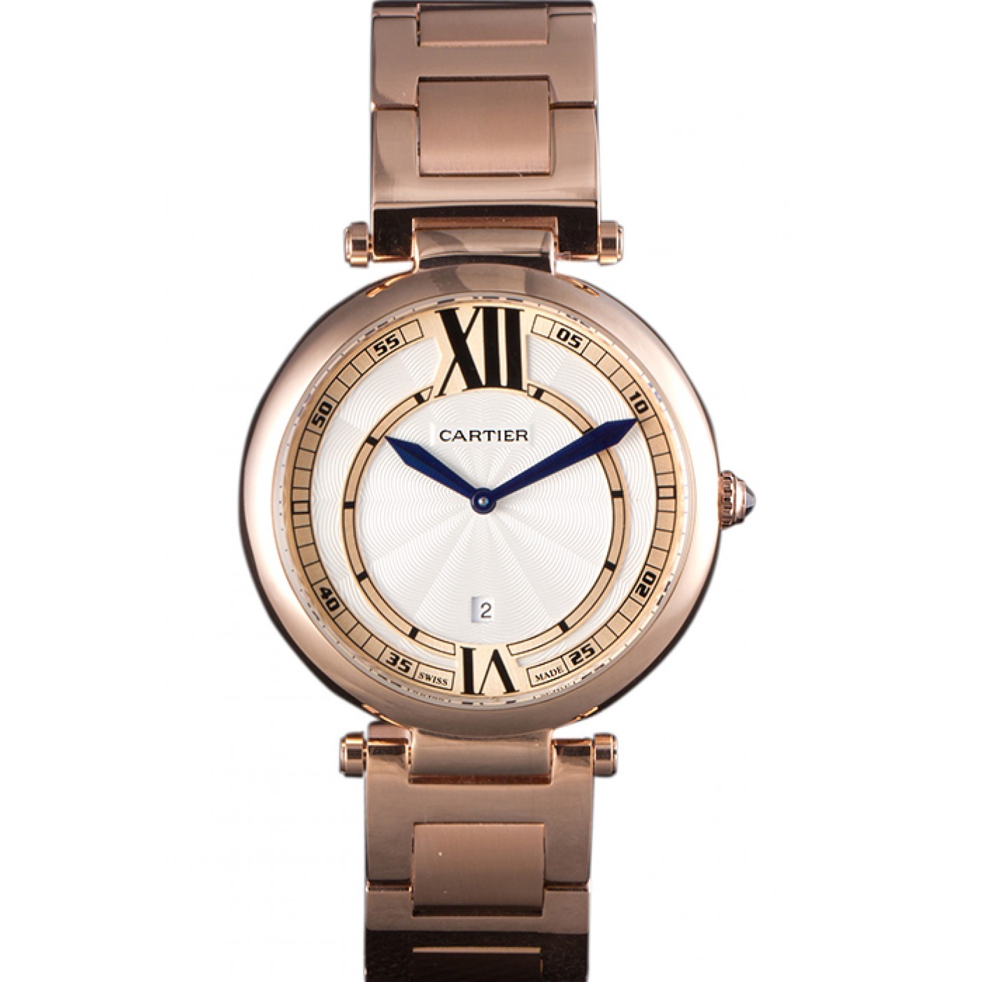 MiroTime Cartier Ballon Bleu Rose Gold Stainelss Steel Strap White Dial 621453