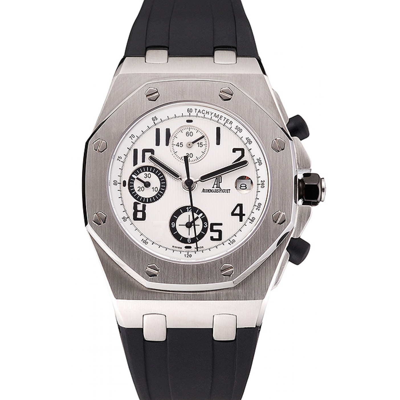 MiroTime Swiss Audemars Piguet Royal Oak Offshore White Dial Stainless Steel Case Black Rubber Strap 622853