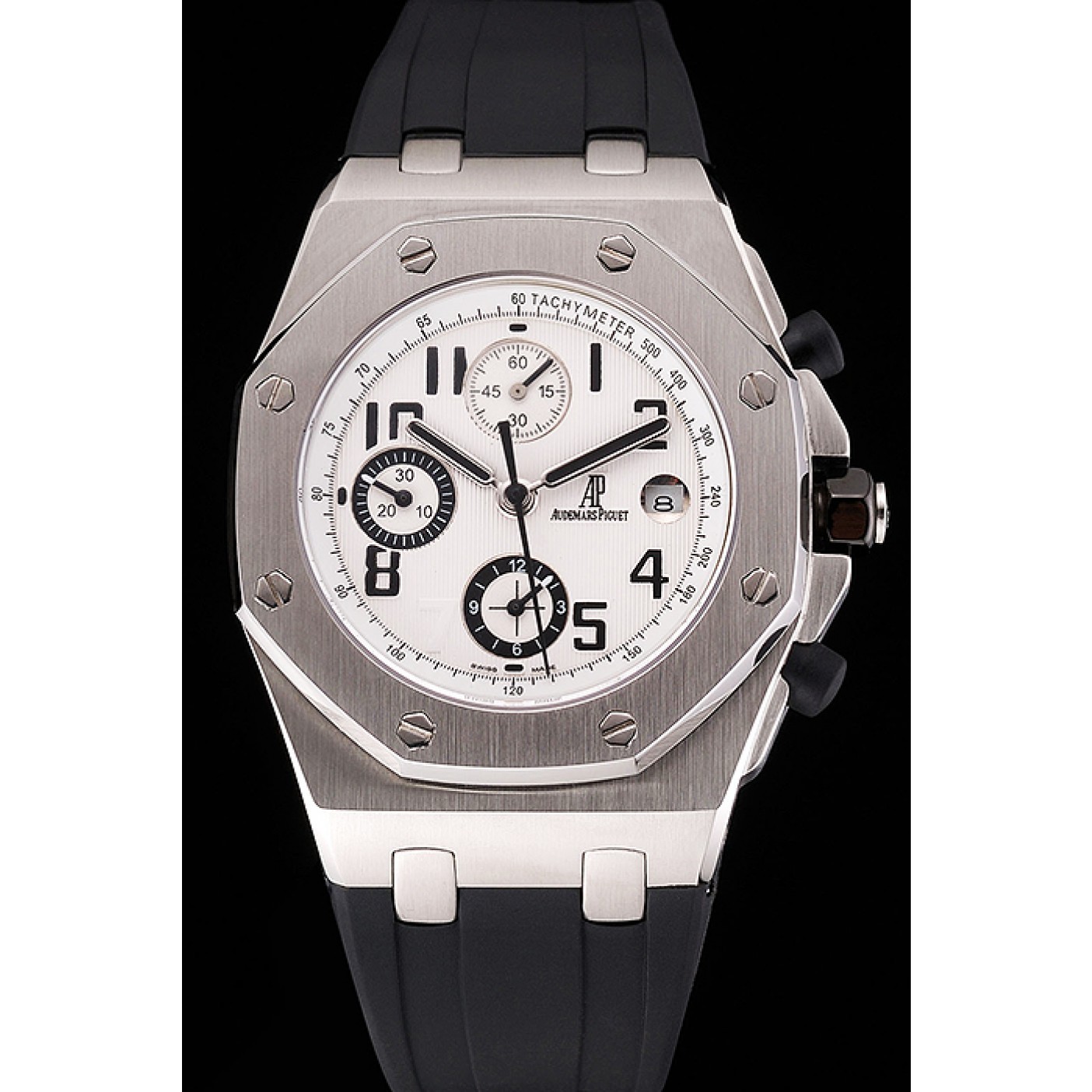 MiroTime Swiss Audemars Piguet Royal Oak Offshore White Dial Stainless Steel Case Black Rubber Strap 622853