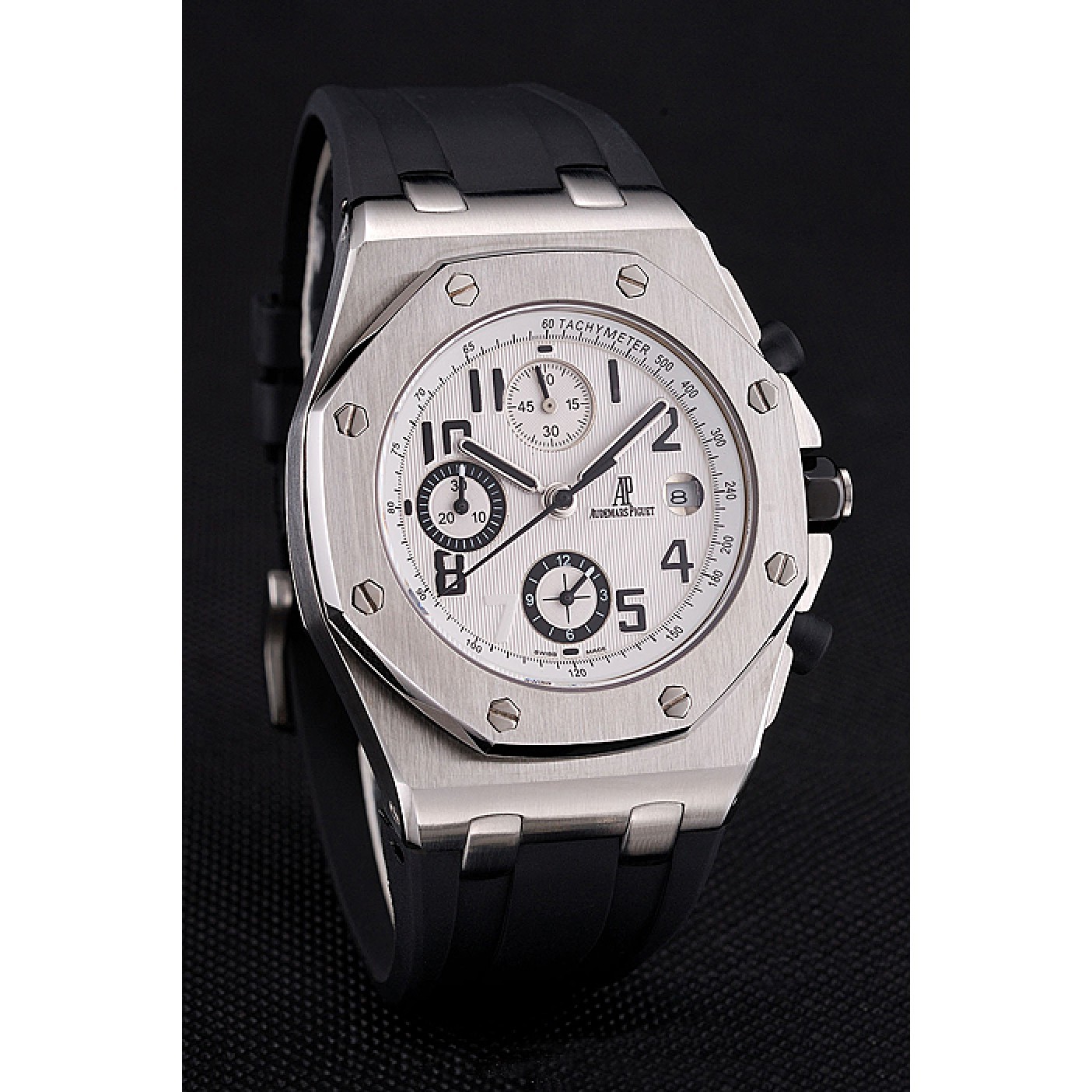 MiroTime Swiss Audemars Piguet Royal Oak Offshore White Dial Stainless Steel Case Black Rubber Strap 622853