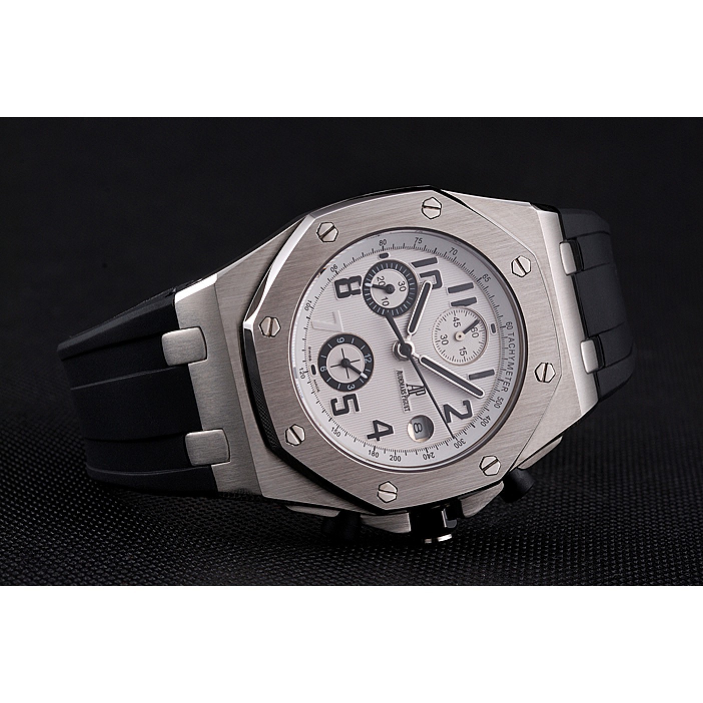 MiroTime Swiss Audemars Piguet Royal Oak Offshore White Dial Stainless Steel Case Black Rubber Strap 622853