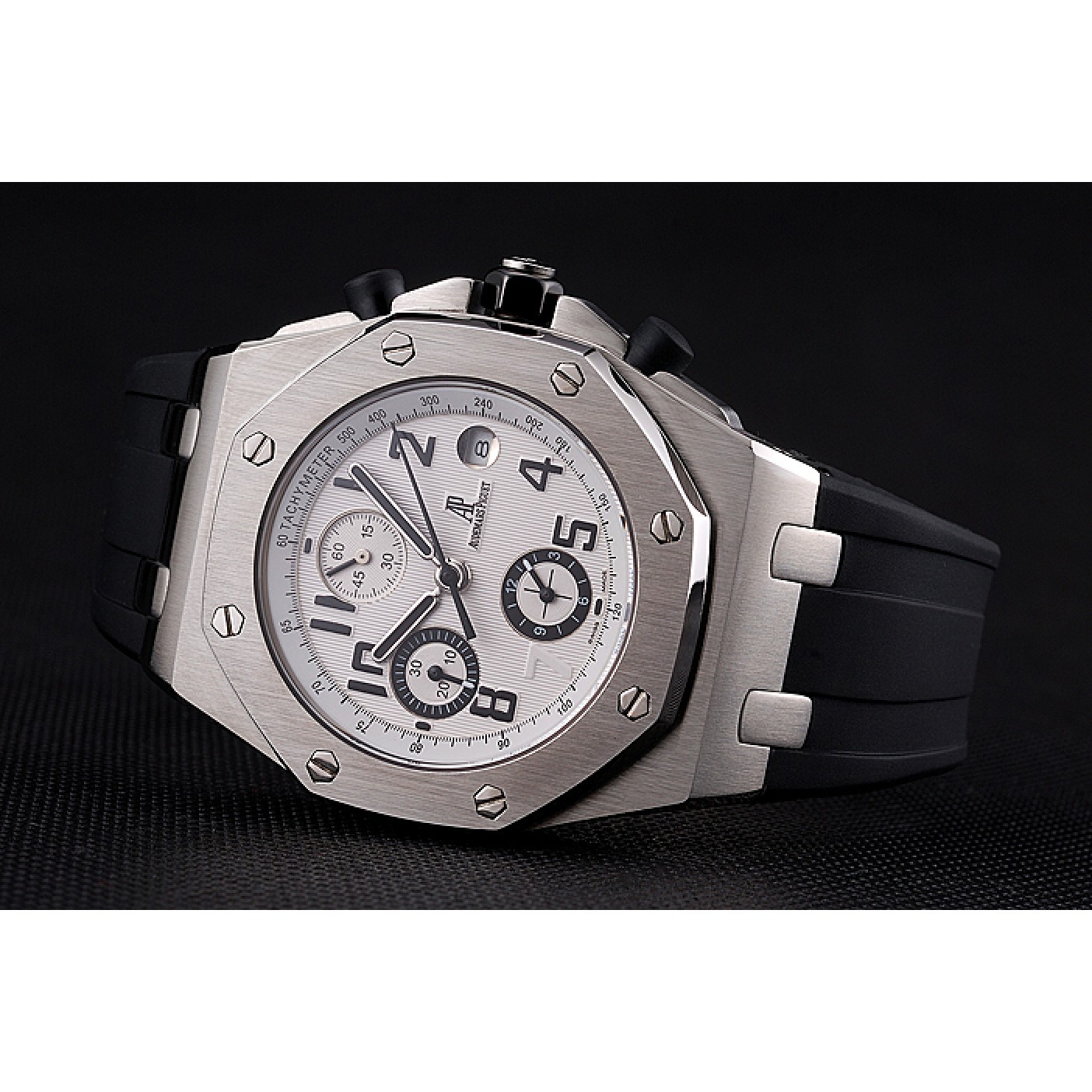 MiroTime Swiss Audemars Piguet Royal Oak Offshore White Dial Stainless Steel Case Black Rubber Strap 622853