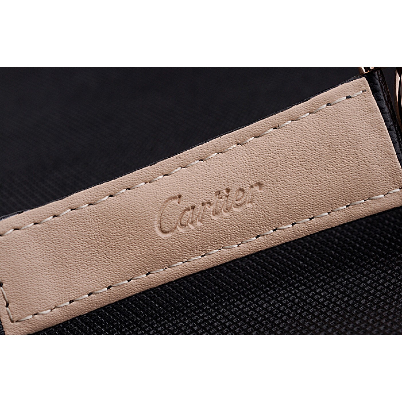MiroTime Cartier Rotonde White Dial Gold Case With Jewels Black Leather Strap 622760