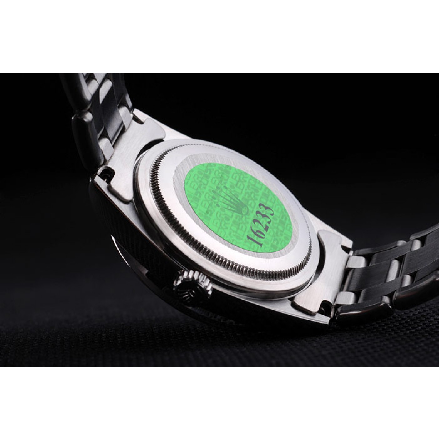 MiroTime Rolex DateJust Black Dial Diamond Bezel Stainless Steel Bracelet