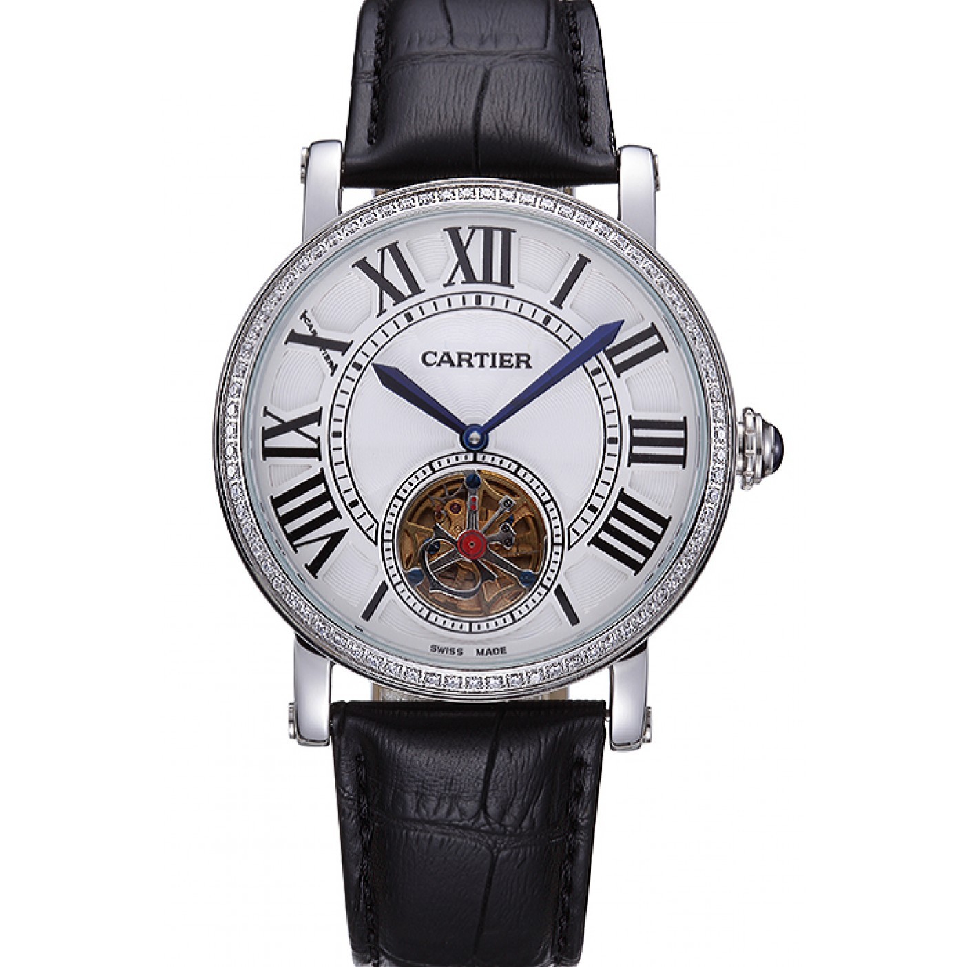 MiroTime Cartier Rotonde Flying Tourbillon Diamonds White Dial 621954
