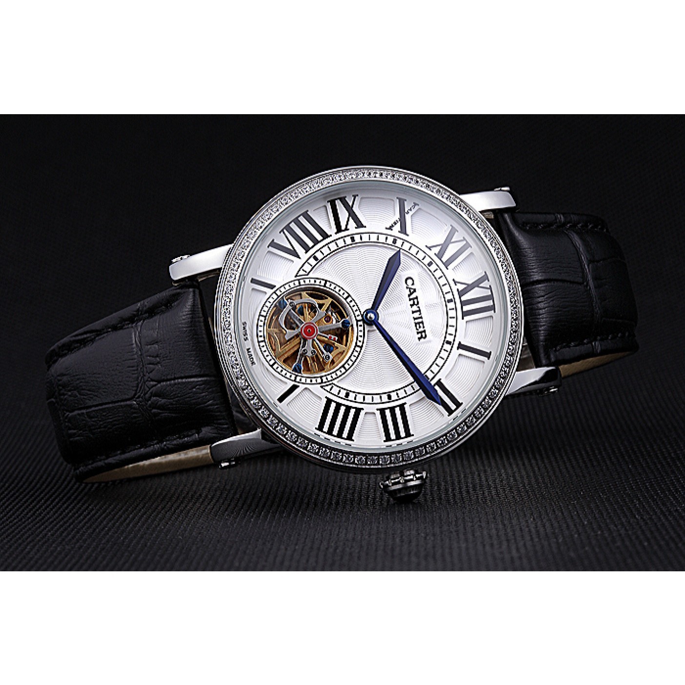 MiroTime Cartier Rotonde Flying Tourbillon Diamonds White Dial 621954