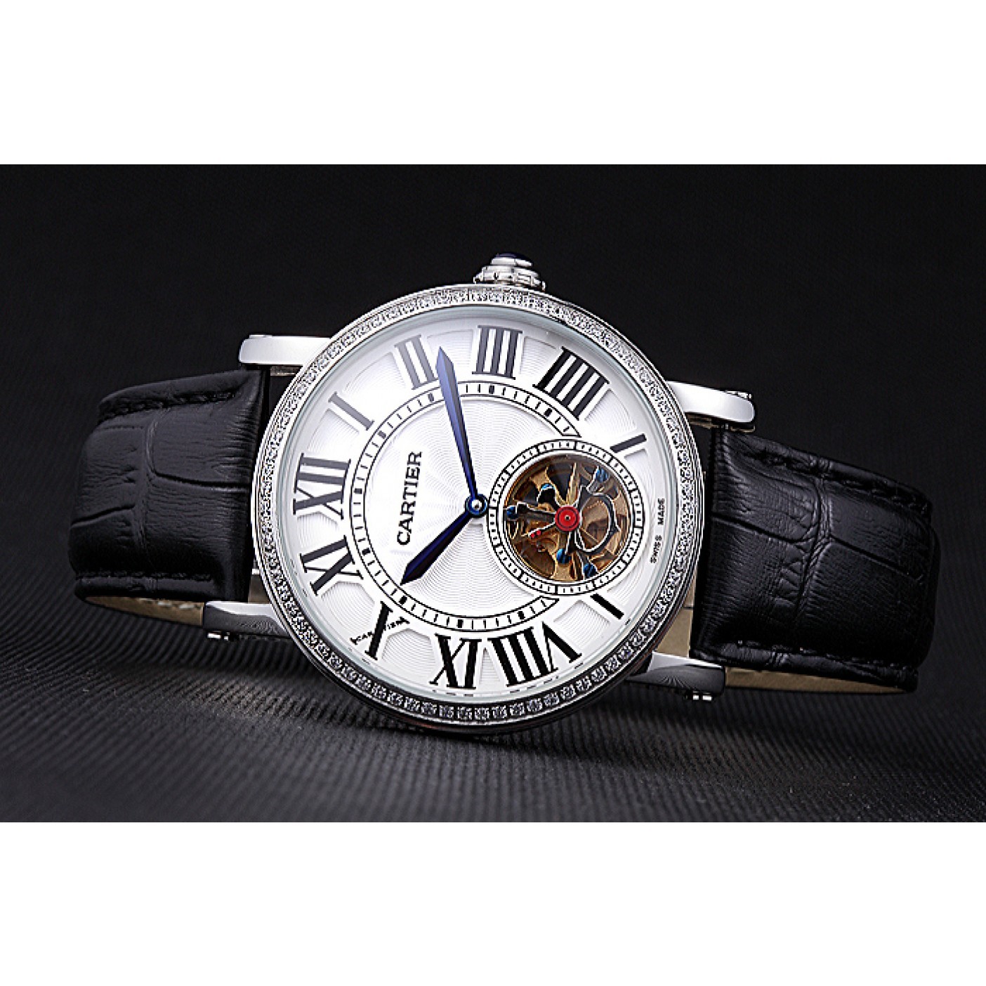 MiroTime Cartier Rotonde Flying Tourbillon Diamonds White Dial 621954
