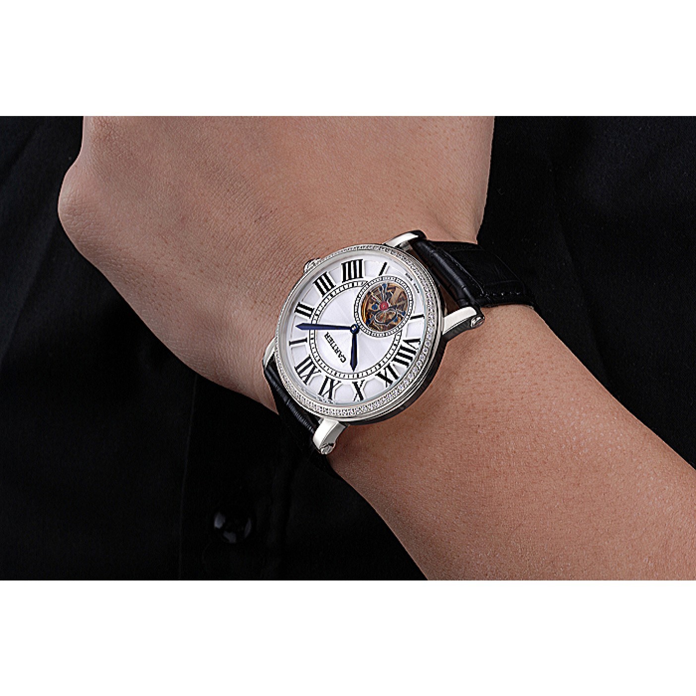 MiroTime Cartier Rotonde Flying Tourbillon Diamonds White Dial 621954