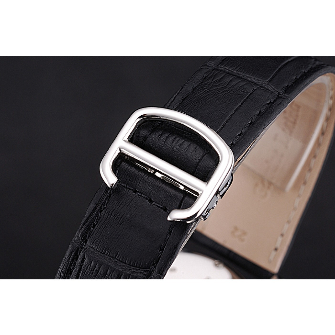 MiroTime Cartier Rotonde White Dial Stainless Steel Case Black Leather Strap 622757