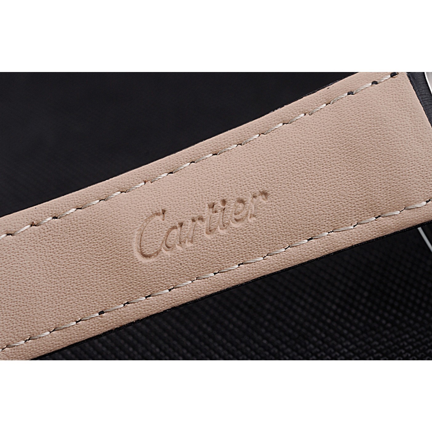 MiroTime Cartier Rotonde White Dial Stainless Steel Case Black Leather Strap 622757