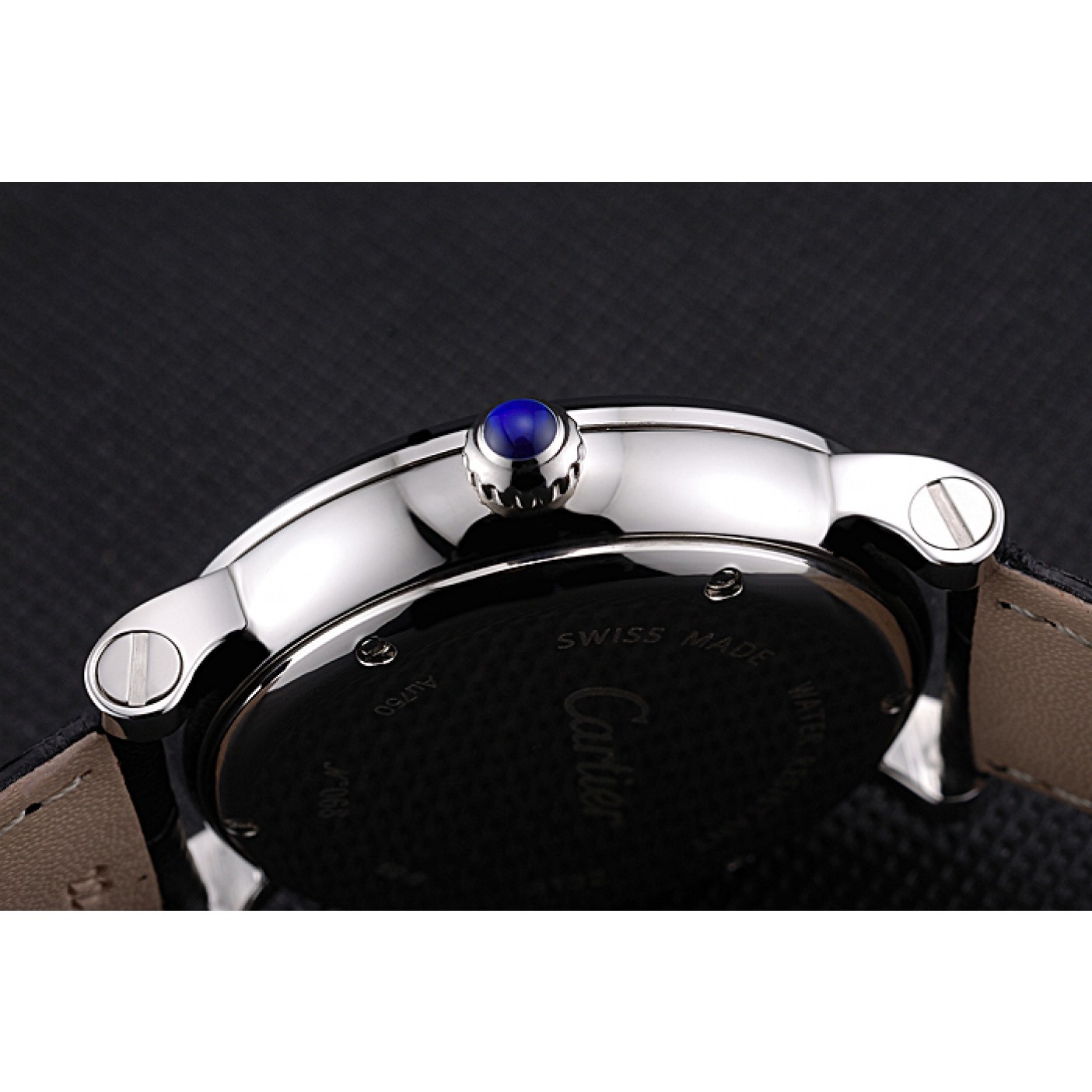 MiroTime Cartier Rotonde White Dial Stainless Steel Case Black Leather Strap 622757