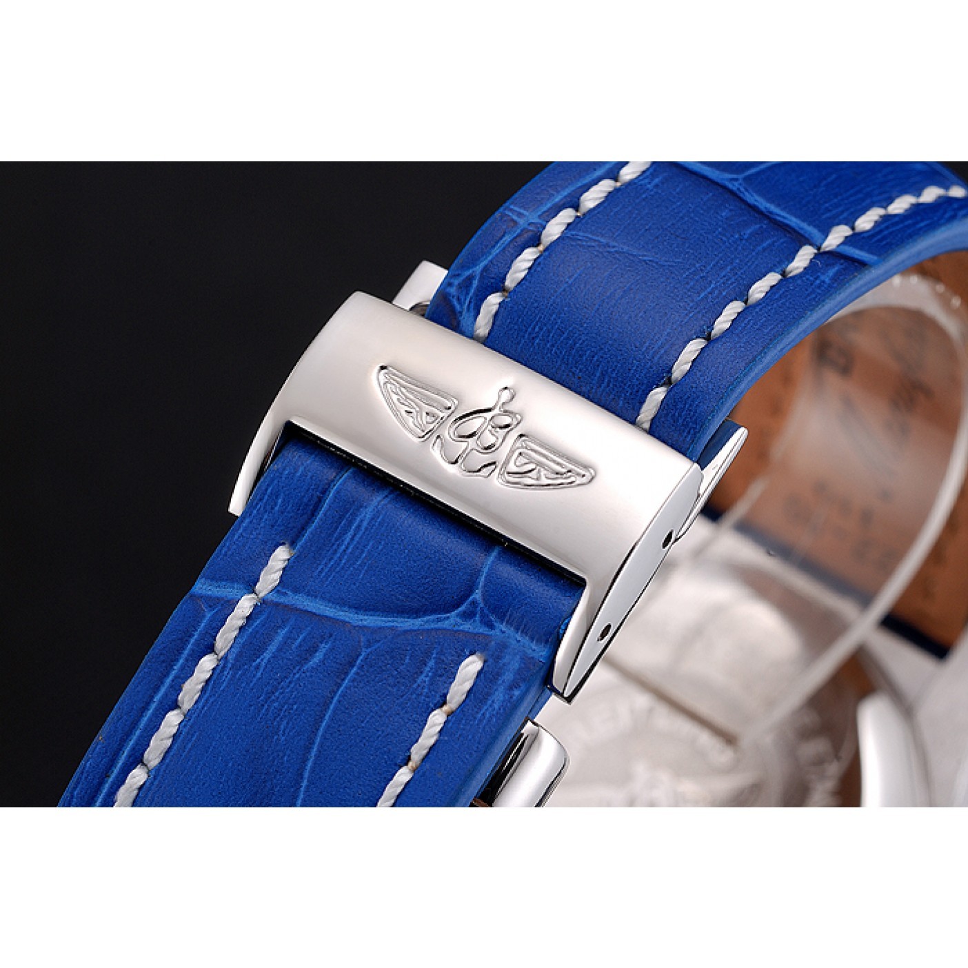 MiroTime Breitling Chronomat Frecce Tricolori Blue Dial Stainless Steel Case Blue Leather Strap