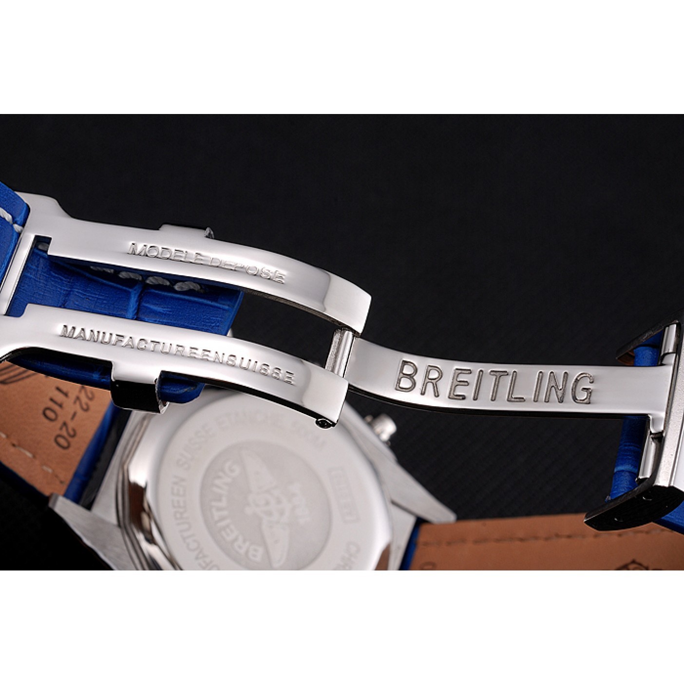 MiroTime Breitling Chronomat Frecce Tricolori Blue Dial Stainless Steel Case Blue Leather Strap