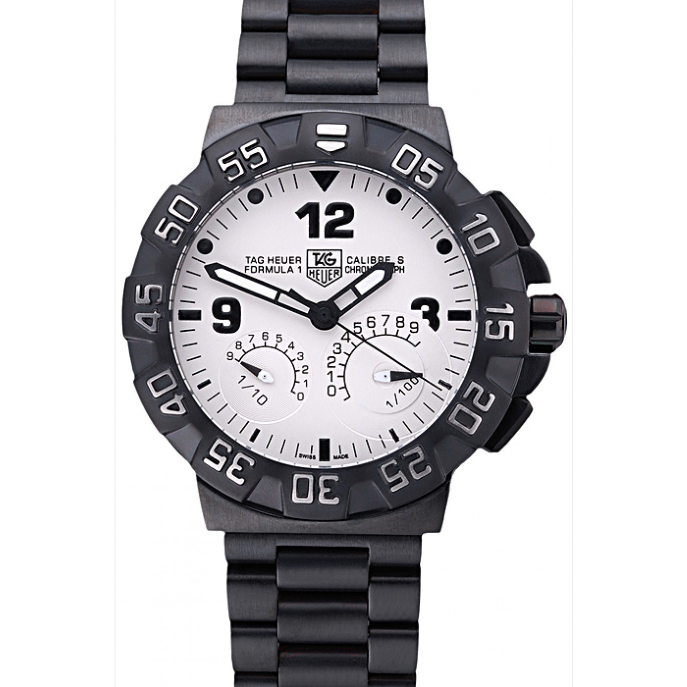 MiroTime Tag Heuer Formula One Calibre S White Dial Ion Plated Steinless Steel Bracelet 622298