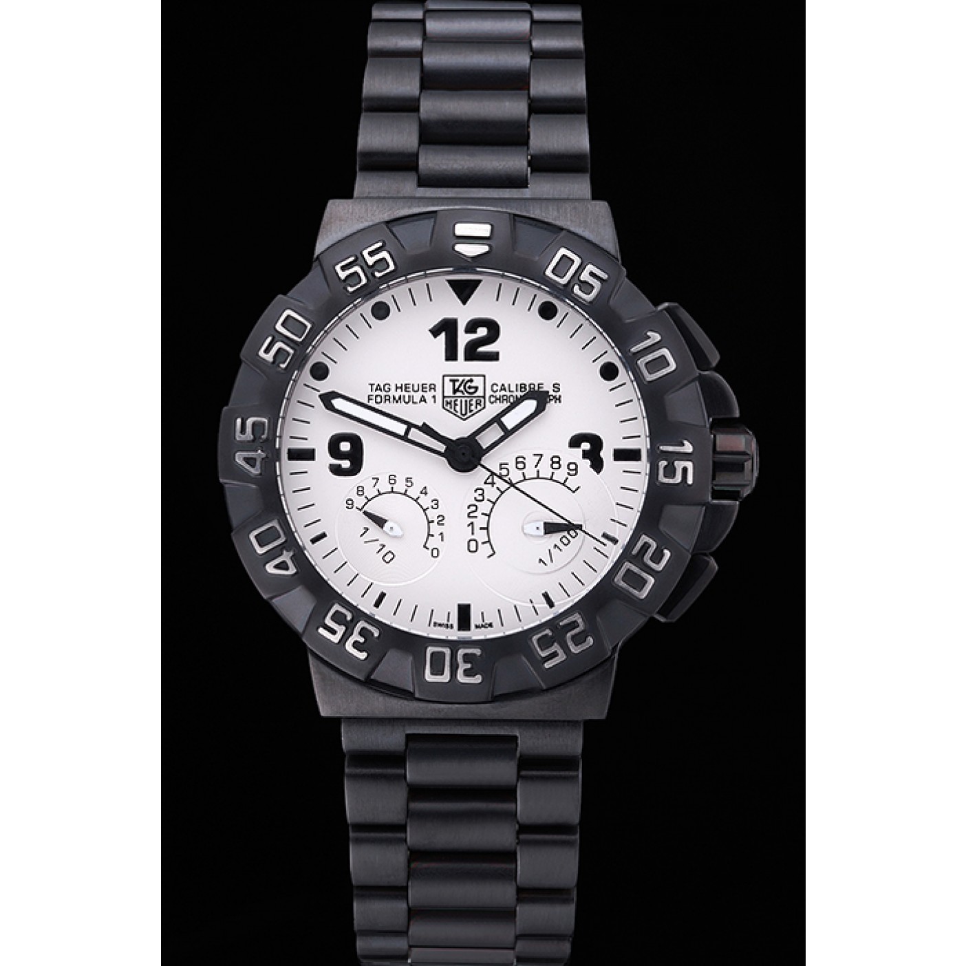 MiroTime Tag Heuer Formula One Calibre S White Dial Ion Plated Steinless Steel Bracelet 622298