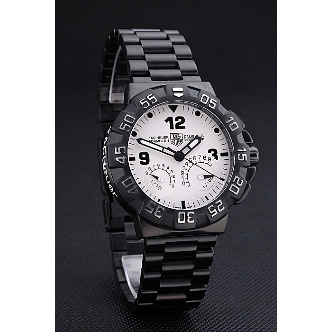 MiroTime Tag Heuer Formula One Calibre S White Dial Ion Plated Steinless Steel Bracelet 622298