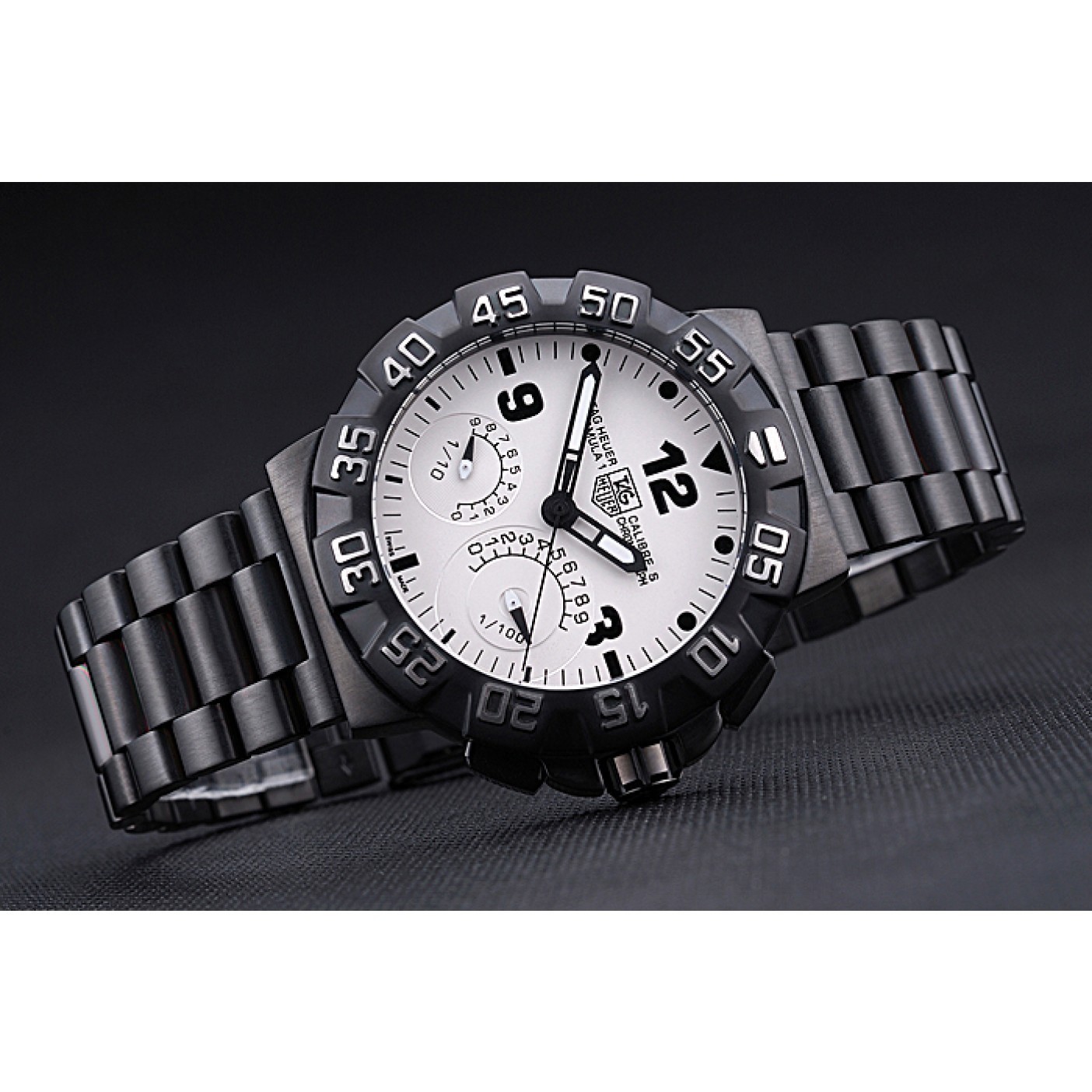 MiroTime Tag Heuer Formula One Calibre S White Dial Ion Plated Steinless Steel Bracelet 622298