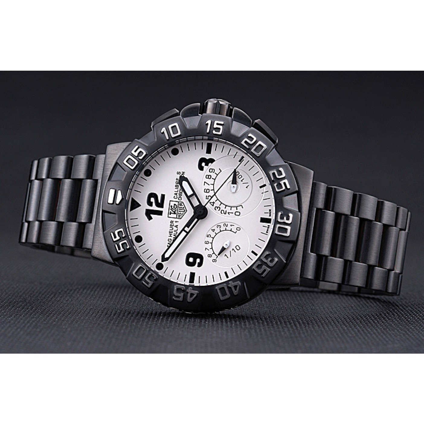MiroTime Tag Heuer Formula One Calibre S White Dial Ion Plated Steinless Steel Bracelet 622298