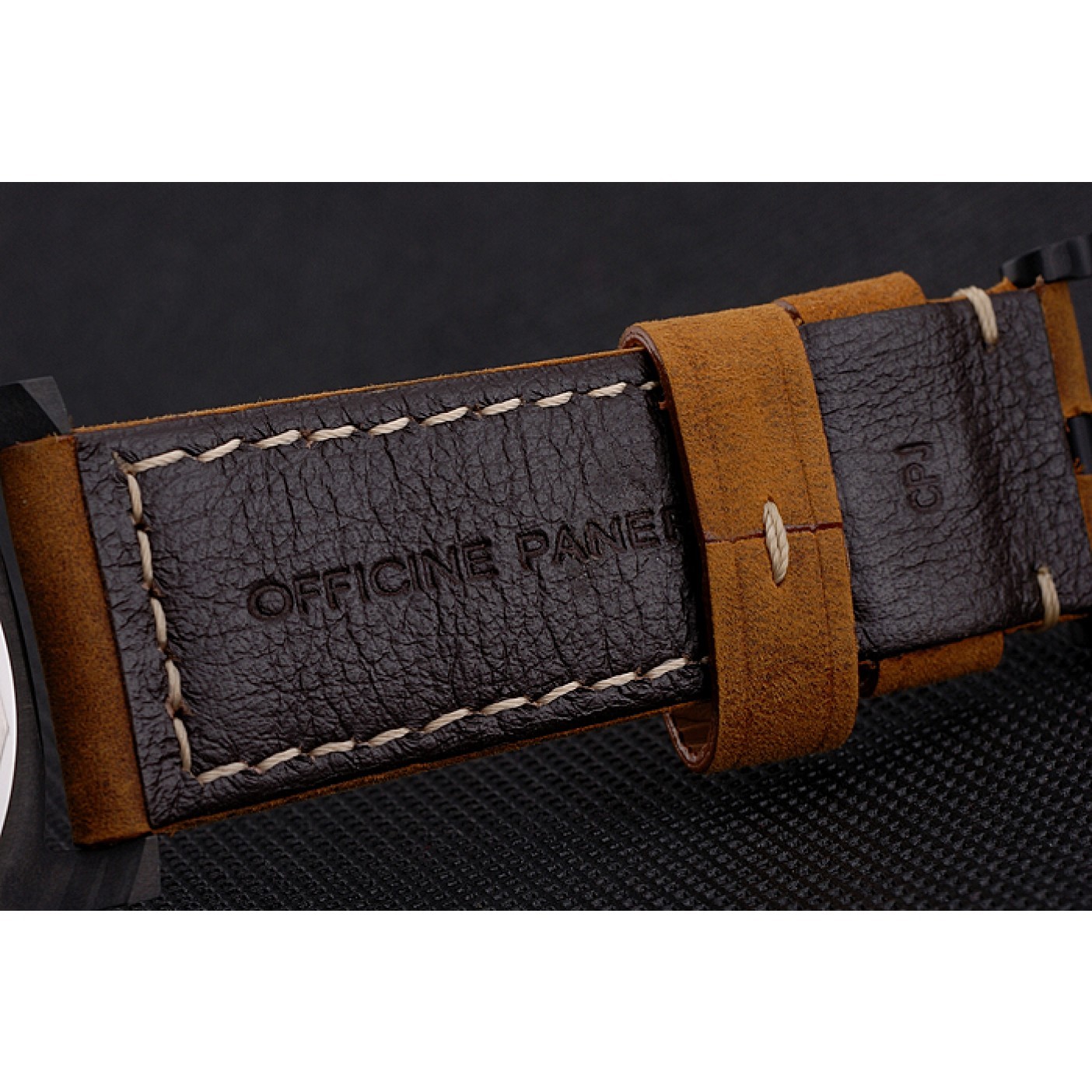 MiroTime Swiss Panerai Luminor Marina Black Dial Black Case Brown Leather Strap