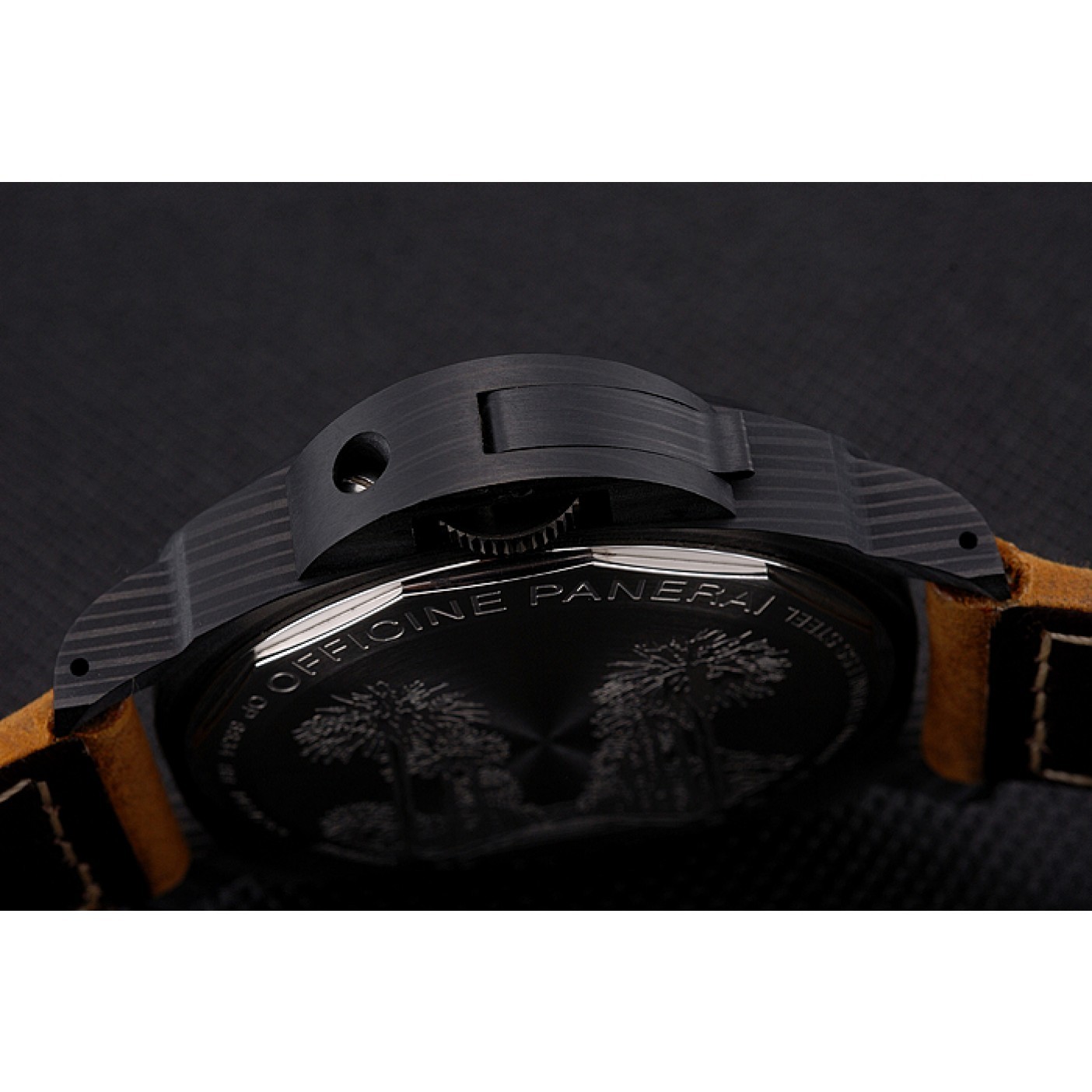 MiroTime Swiss Panerai Luminor Marina Black Dial Black Case Brown Leather Strap